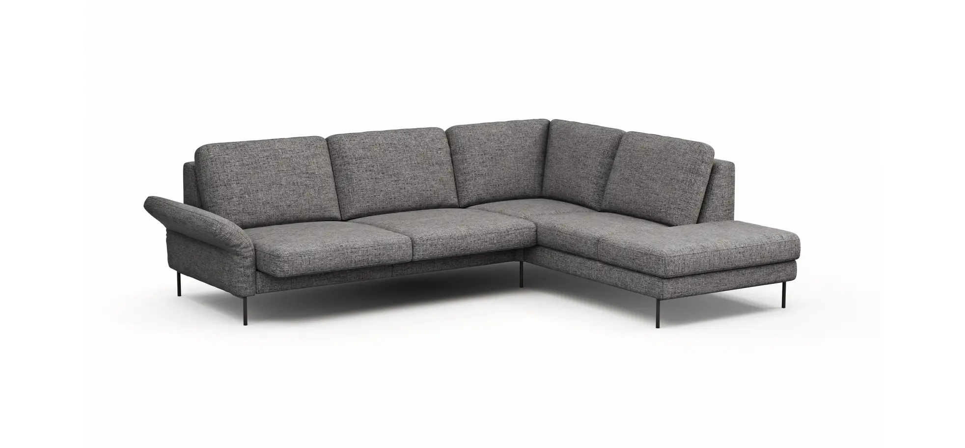 Ecksofa Enna - 3-Sitzer, Ecke rechts, Sitzvorzug (motorisch), Stoff, Graphit