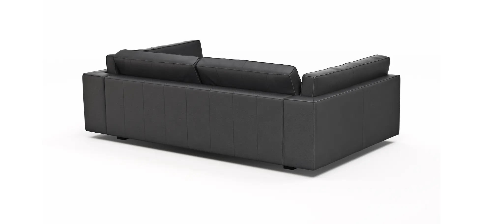 Sofa Aprino 3 - 3,5-Sitzer XXL, Dickleder, Schwarz, Armlehne Kissen