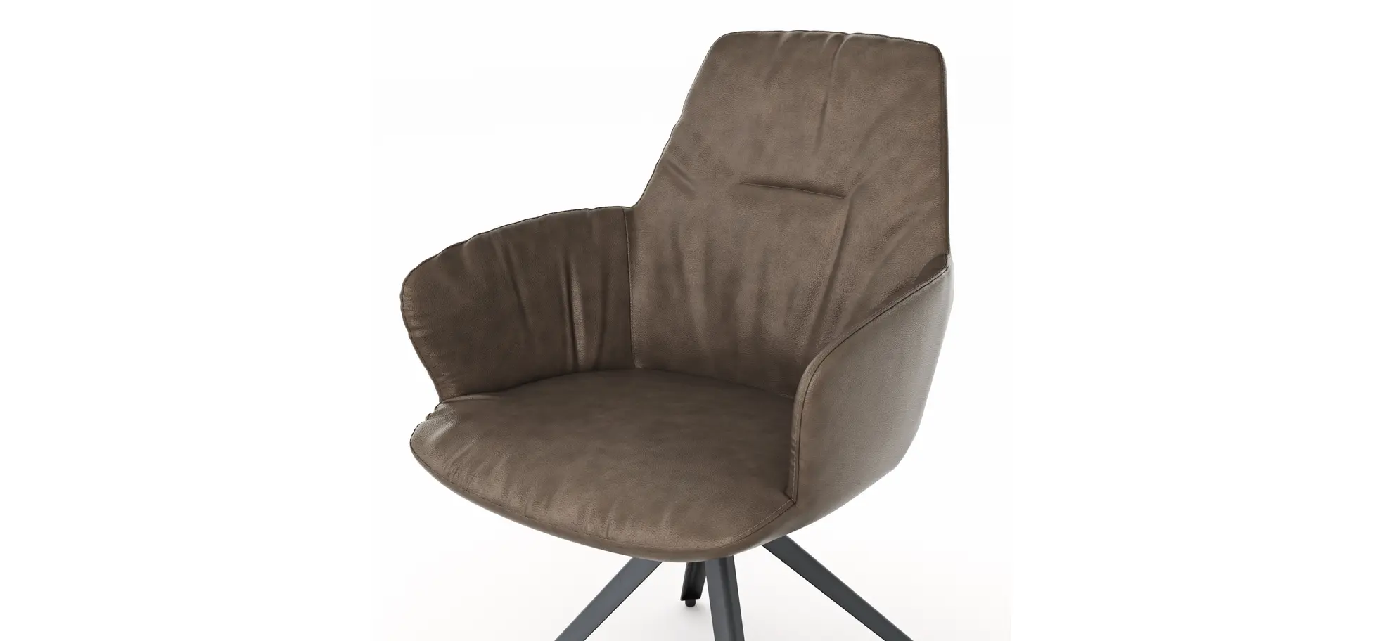 Armlehnstuhl Pegara - Leder, Ash, Gestell, Anthrazit