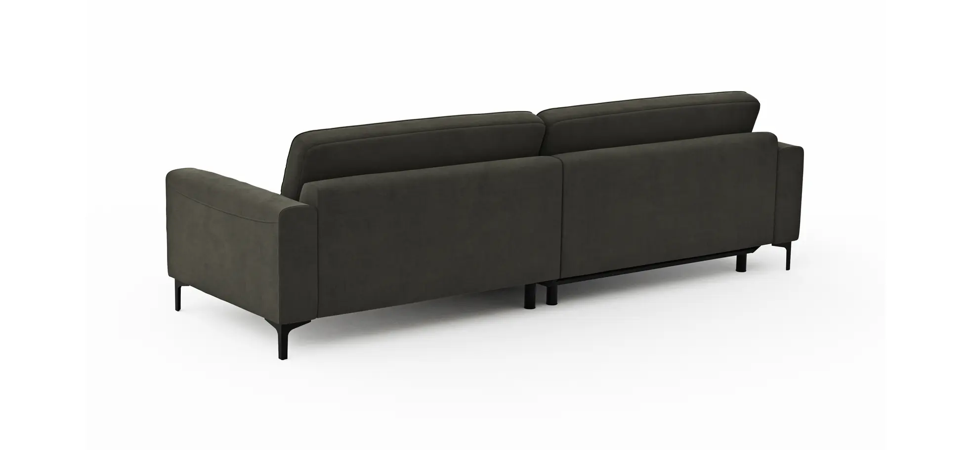 Ecksofa Oviedo - Longchair links mit 1,5-Sitzer inkl. Relaxfunktion (motorisch), Stoff, Braungrün