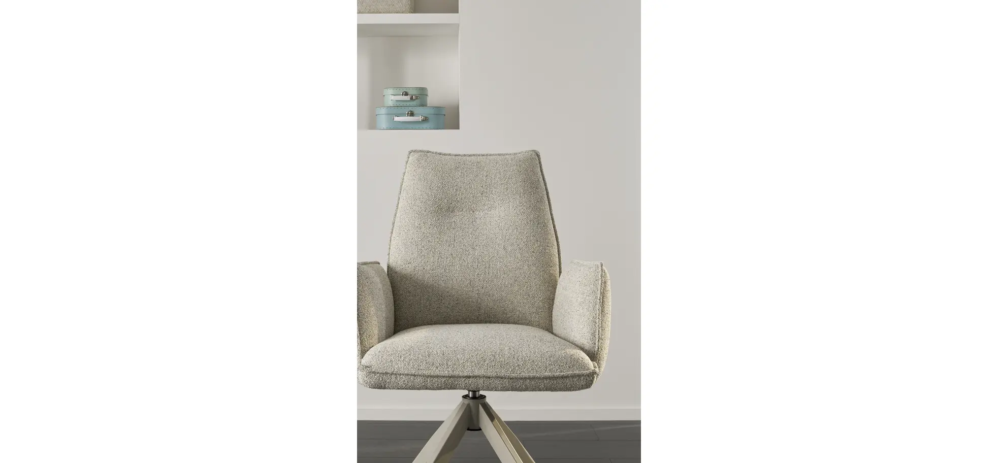 Armlehnstuhl Dinner - drehbar, Stoff, Champagner