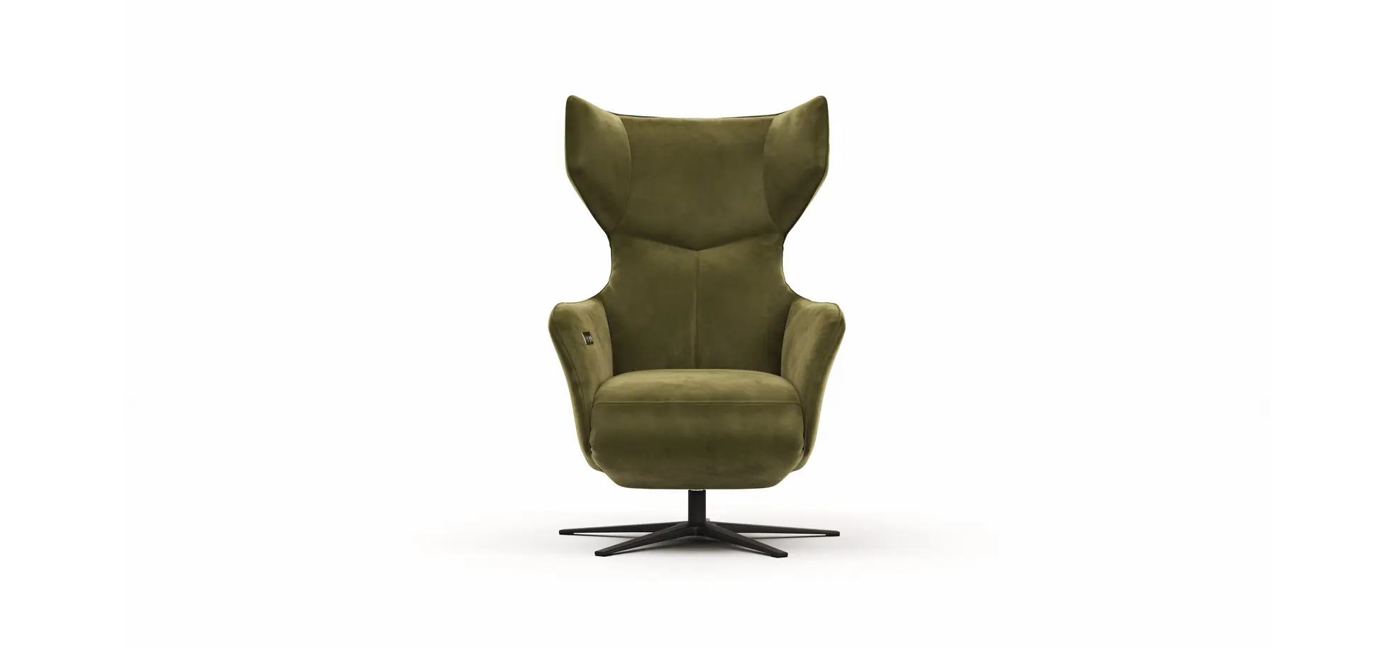 Sessel Noto Relax II - Rückenlehne und Fußteil verstellbar (motorisch), Velour, Schlammgrün