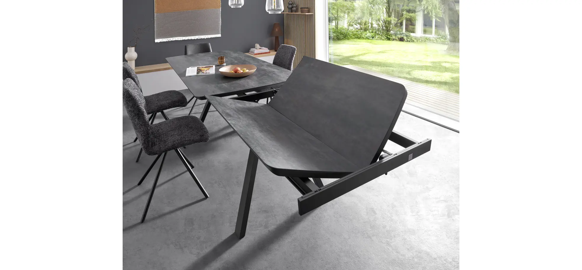 Esstisch Sedana - ausziehbar, LB ca. 200x100cm, Keramik, Schiefergrau