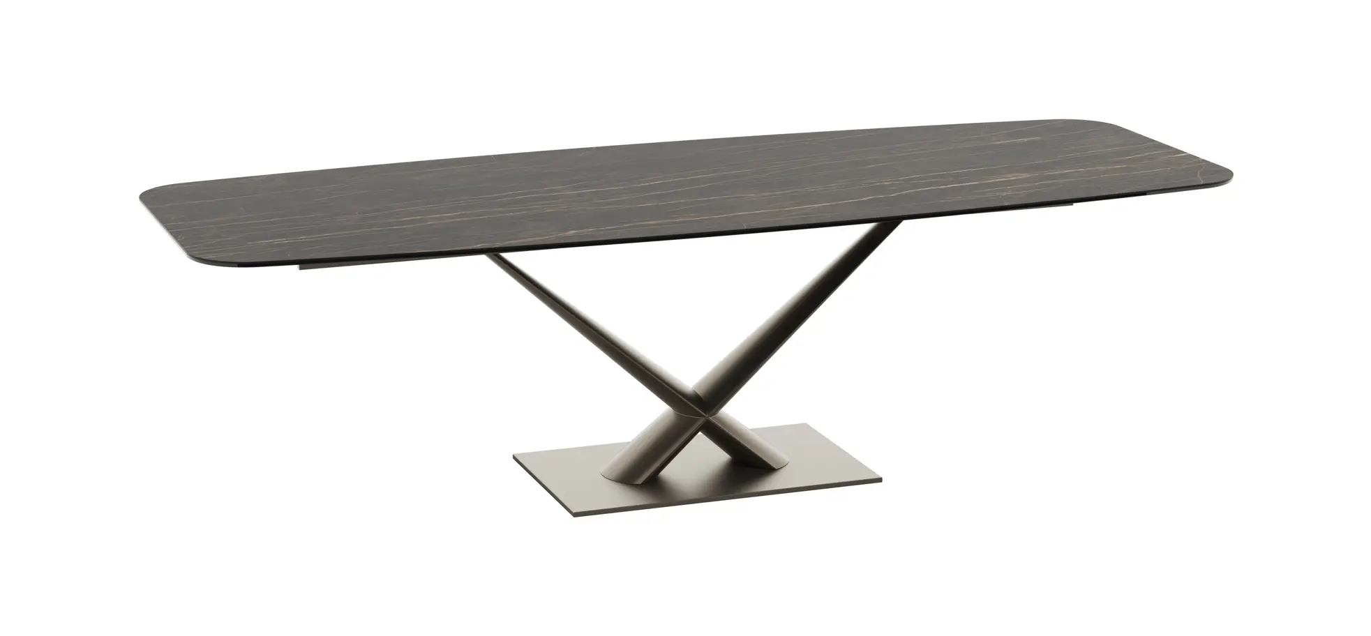 Esstisch Savona - LB ca. 280x100 cm, Fix, Keramik, Schwarz, Bootsform 133958