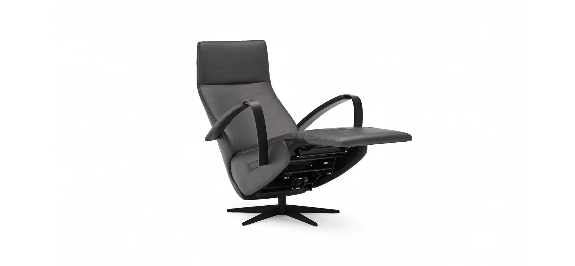 Relaxsessel Girona - Relaxfunktion (motorisch), Leder, Schwarz