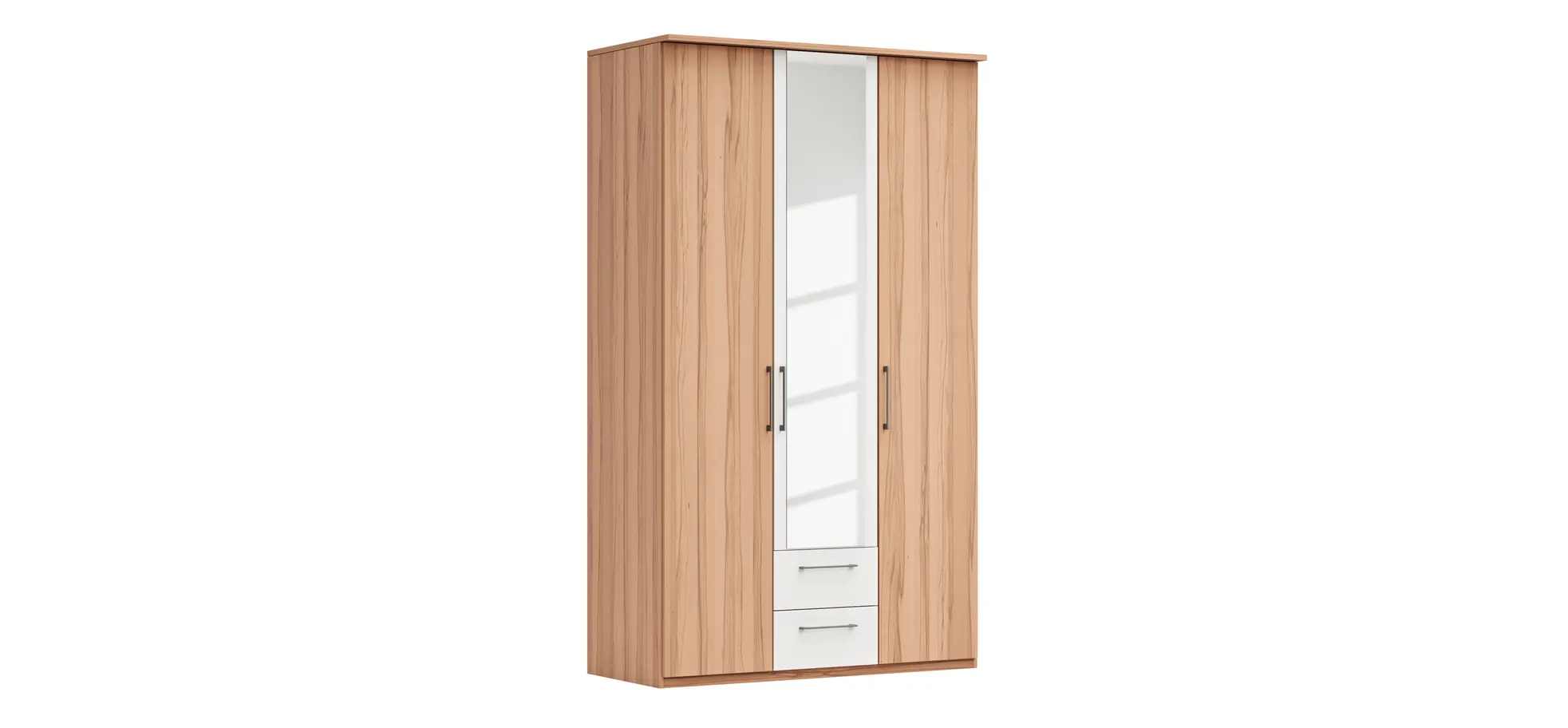Drehtürenschrank Viana - B. ca. 136 cm, Furnier, Kernbuche, Weiß 106200