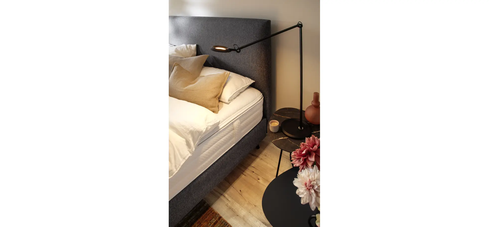 Ecktisch Fano - LBH ca. 59x50x55 cm, HPL, Schwarz Marmoriert