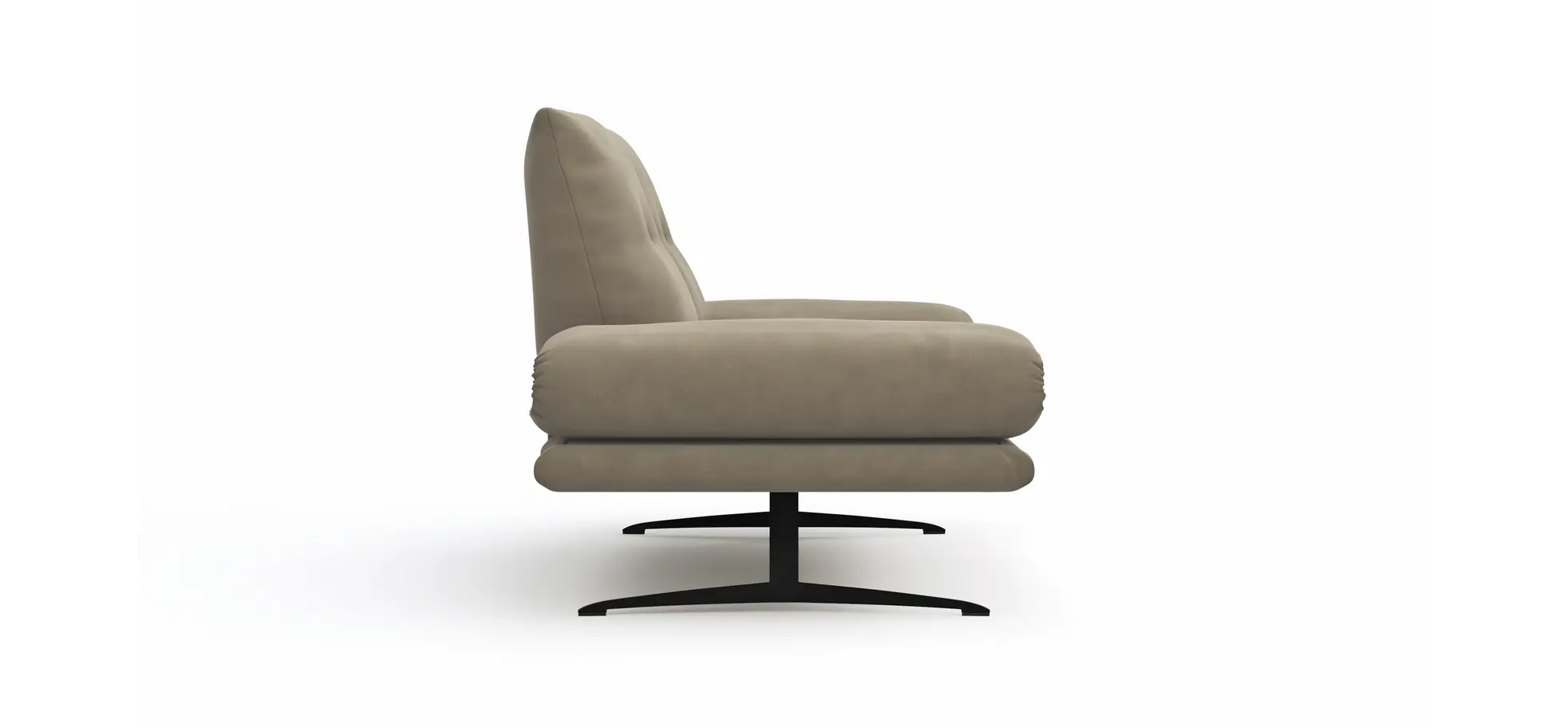 Sofa Lucero - 2,5-Sitzer inkl. Rückenlehne und Sitztiefe verstellbar, Leder, Taupe 