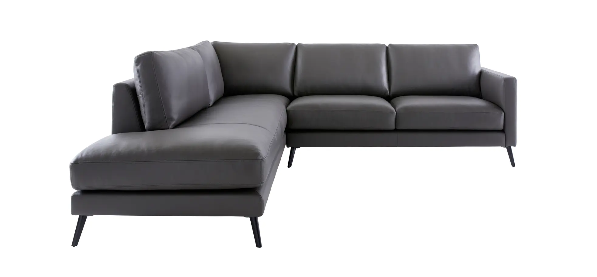 Ecksofa Cuneo Klassik - Ecke links, 2-Sitzer, Leder Steingrau 3028680