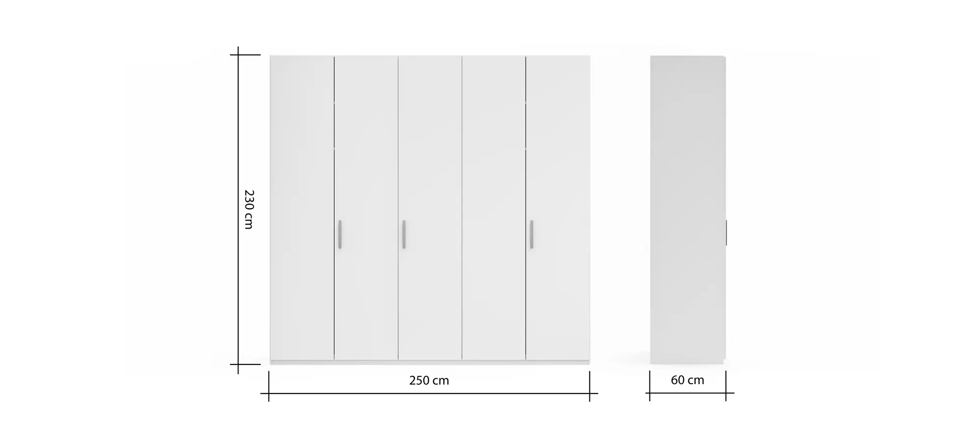 Drehtürenschrank Viana - B. ca. 250 cm, Lack, Weiß