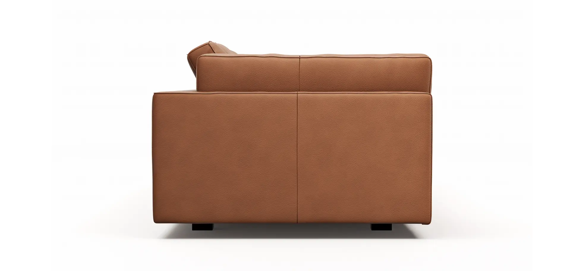 Sofa Aprino 3 - 3,5-Sitzer L, Dickleder, Cognac, Armlehne Kissen