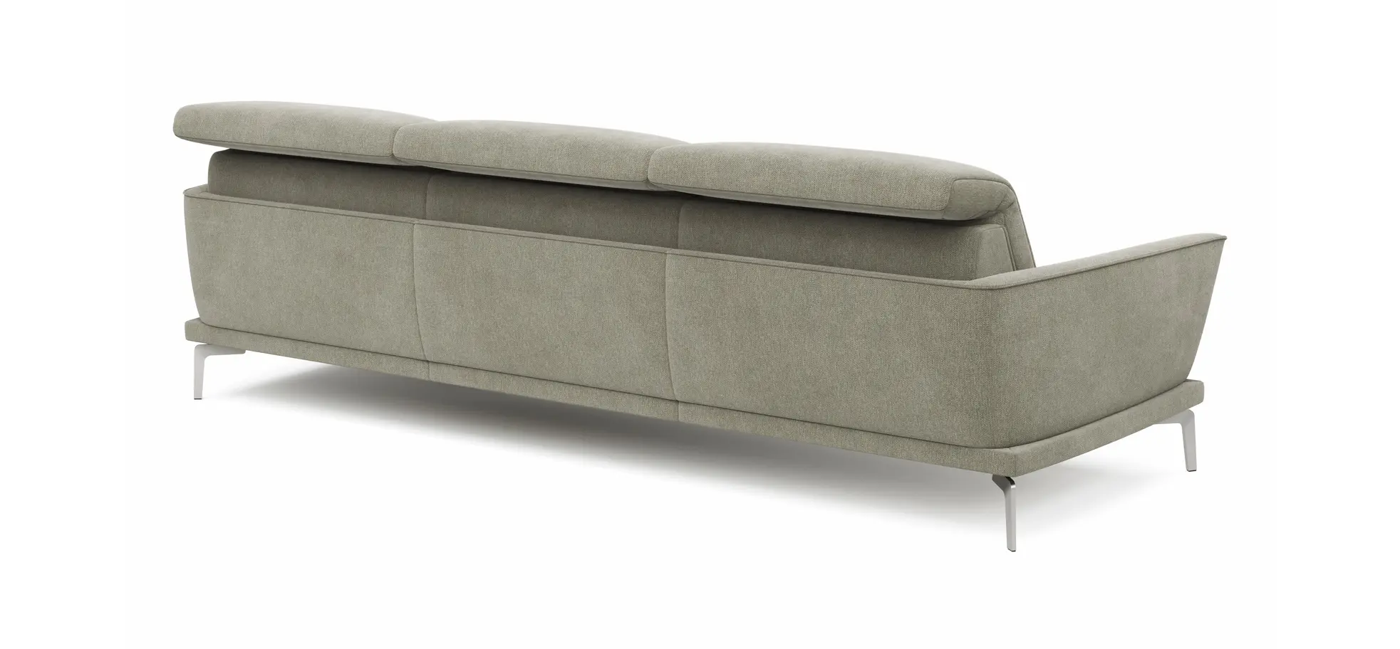 Ecksofa Amadena - 2-Sitzer mit Longchair rechts inkl. Kopfteilverstellung, Stoff, Limone