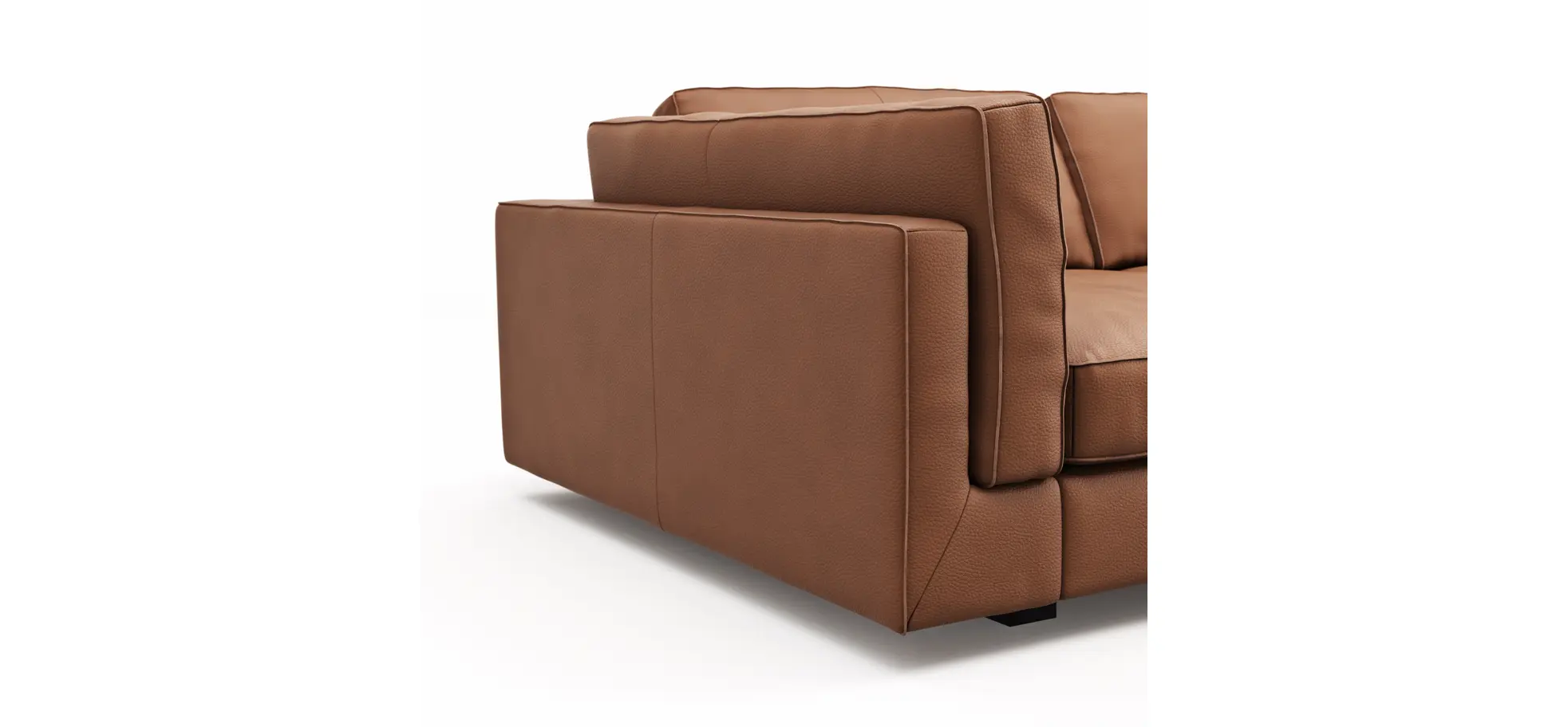 Sofa Aprino 3 - 3,5-Sitzer XXL, Dickleder, Cognac, Armlehne Kissen