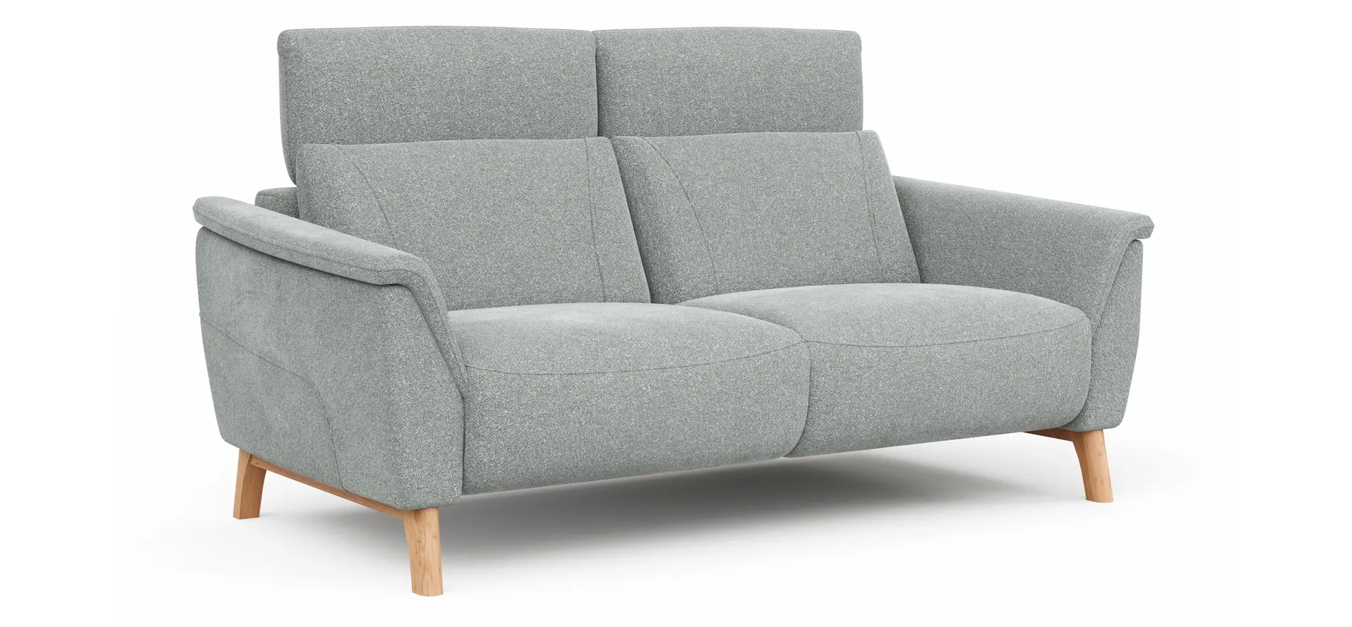Sofa Nevin - 2,5-Sitzer inkl. Kopfpolsterverstellung, Stoff, Silbergrau