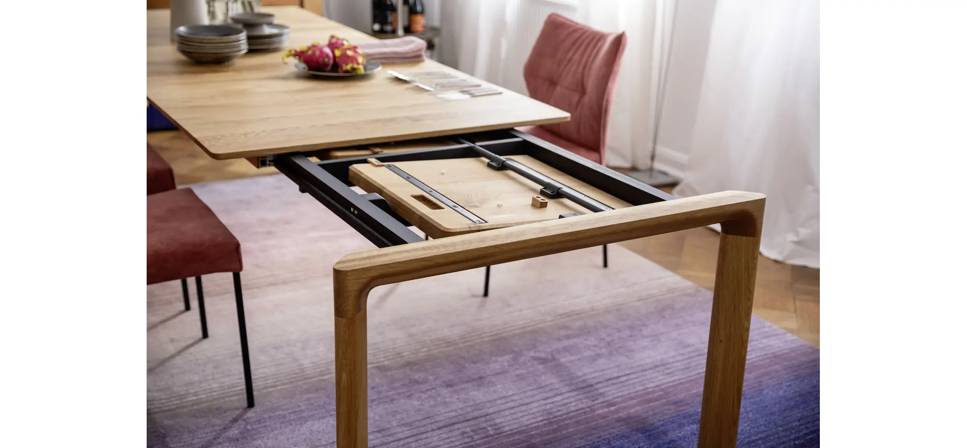 Esstisch 3400 - ausziehbar, LB ca. 220x100cm, Asteiche massiv