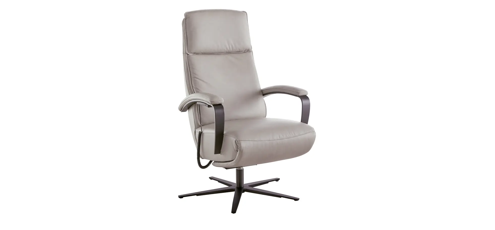 Relaxsessel Avela Relax - Größe L, Kopf-/ Fußteil und Rückenlehne verstellbar, Leder, Steingrau 9155204