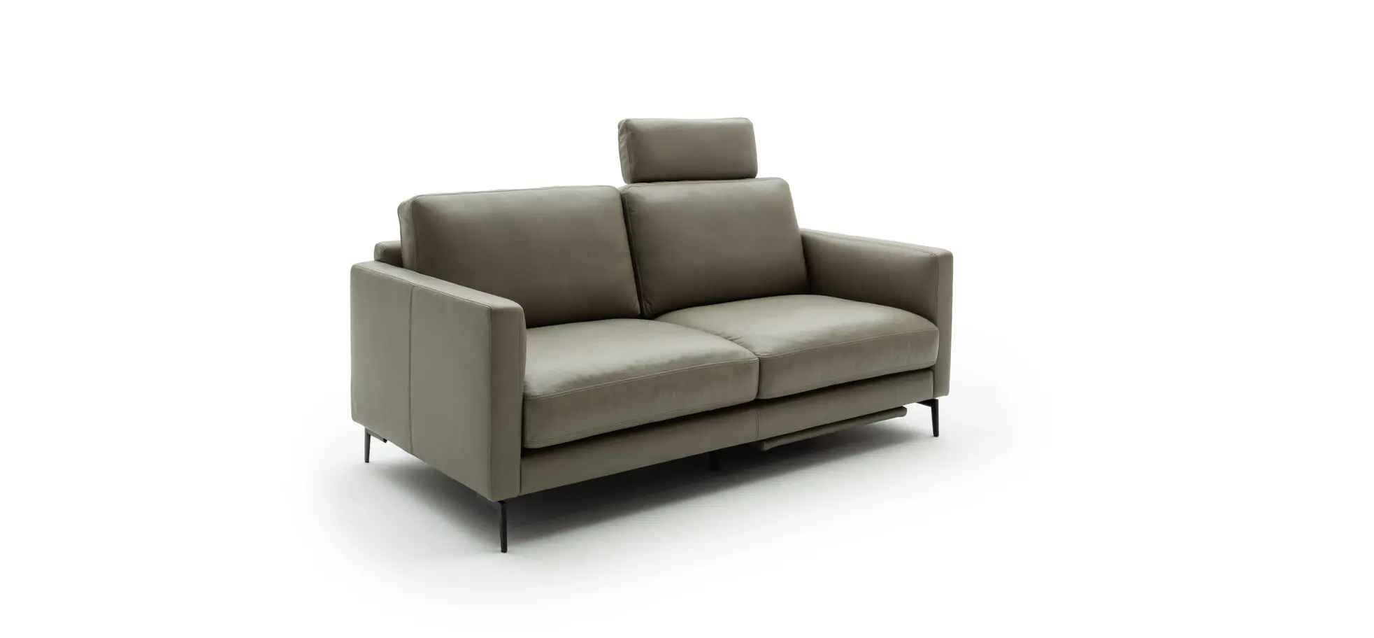 Sofa Cuneo - 2-Sitzer, Leder, Graubraun, Relaxfunktion, motorisch