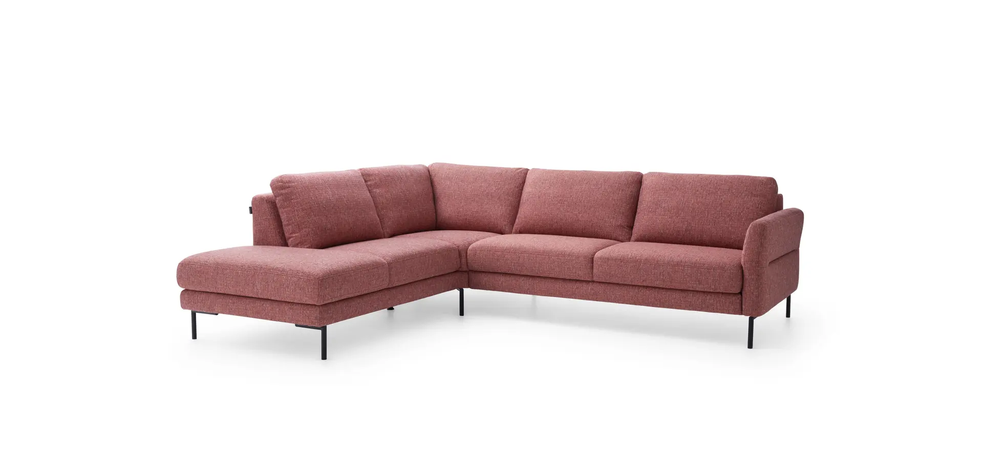 Ecksofa  Enna - Ecke links mit 3-Sitzer inklusive Sitzvorzug (motorisch), Stoff, Koralle