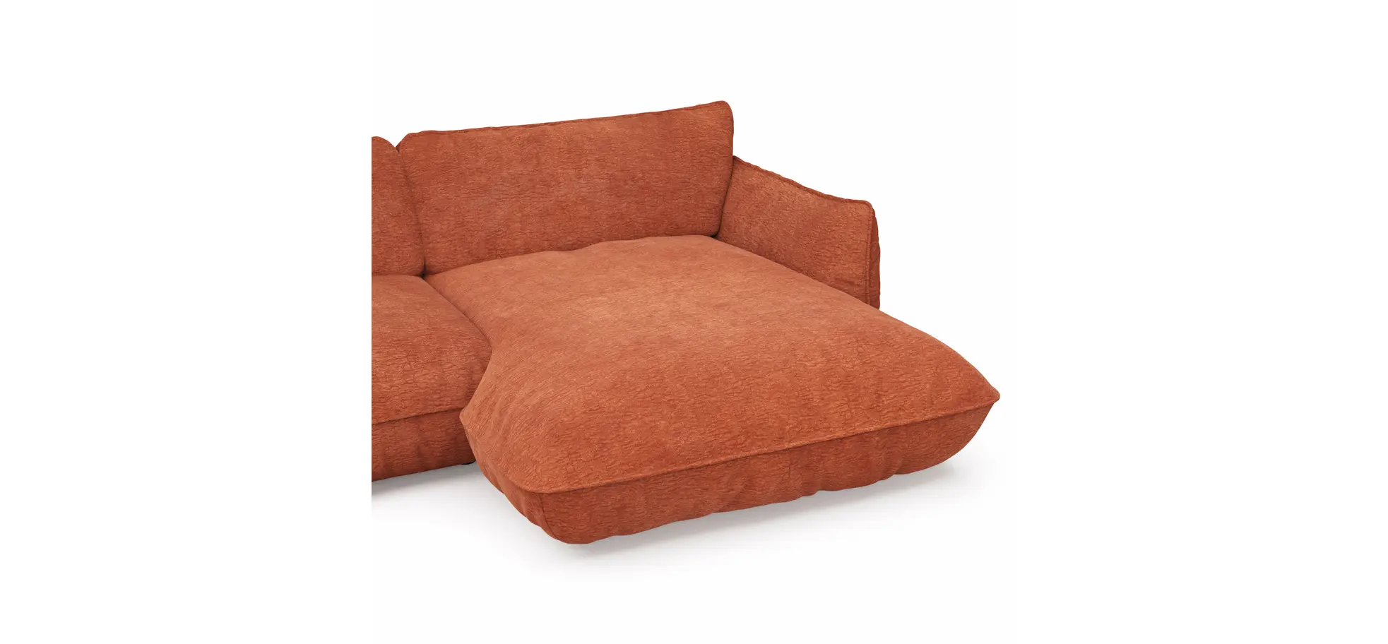 Ecksofa Fluffy - 2,5-Sitzer mit Longchair rechts inkl. Rückenlehne verstellbar, Stoff, Kupfer