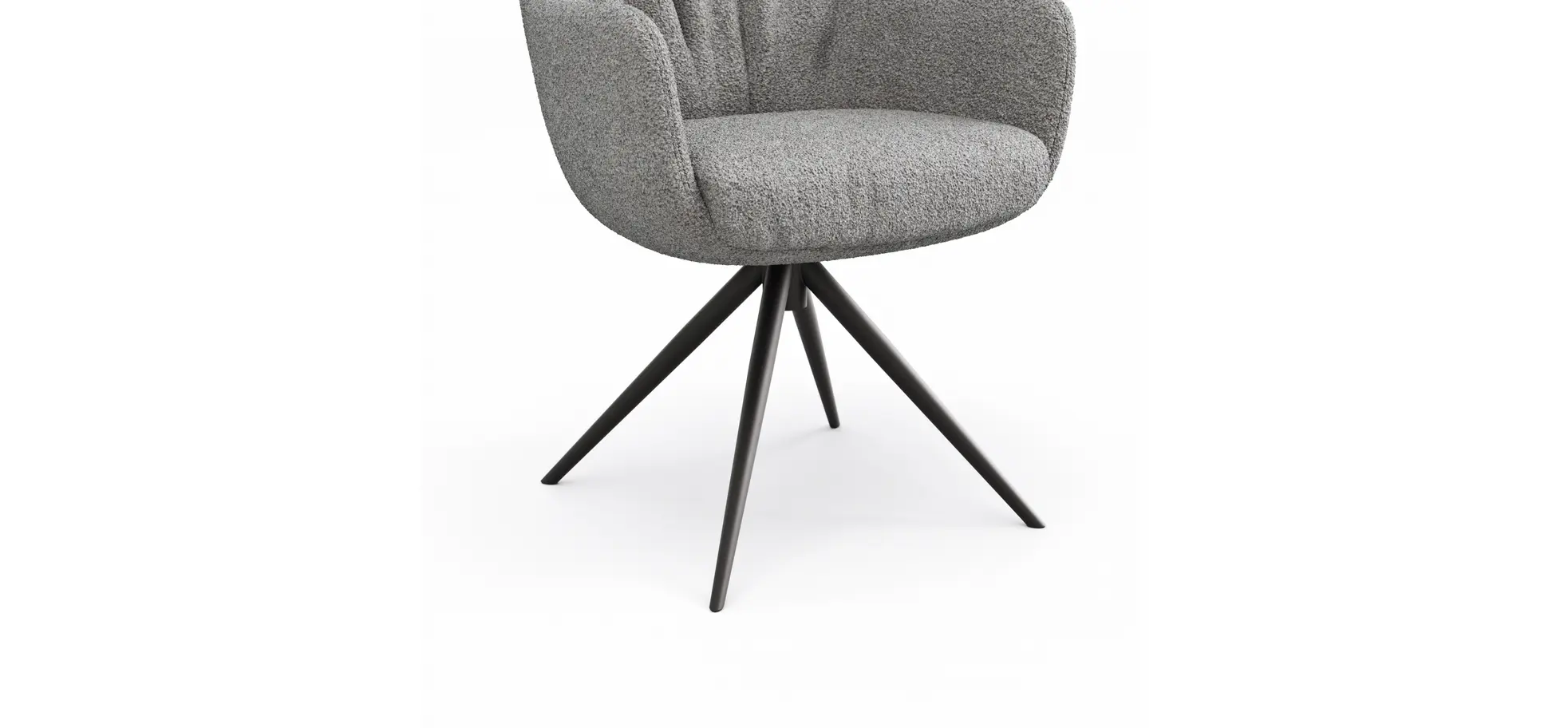 Armlehnstuhl Mis Legere - Boucle, Grau, Stativ, Anthrazit