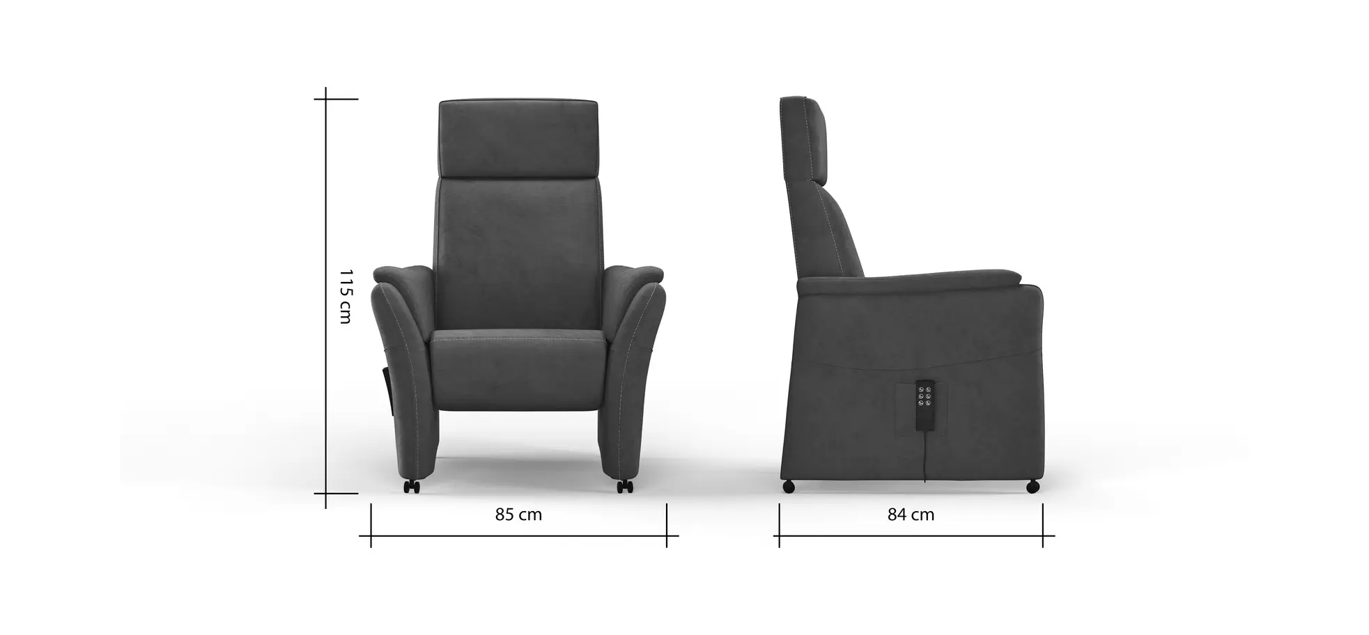 Relaxsessel Arima - Relaxfunktion (motorisch), Kopfteil verstellbar, Stoff, Dunkelbraun