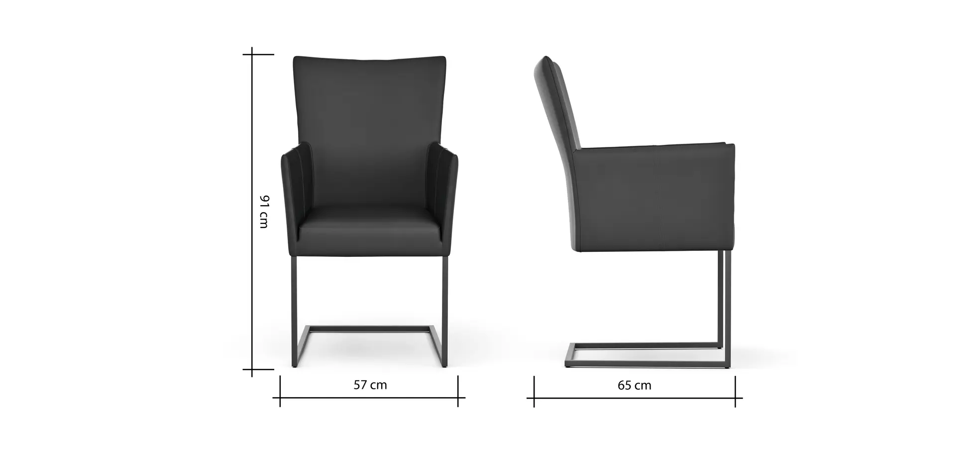 Freischwinger Penthouse - Leder, Dunkelblau, mit Armlehnen