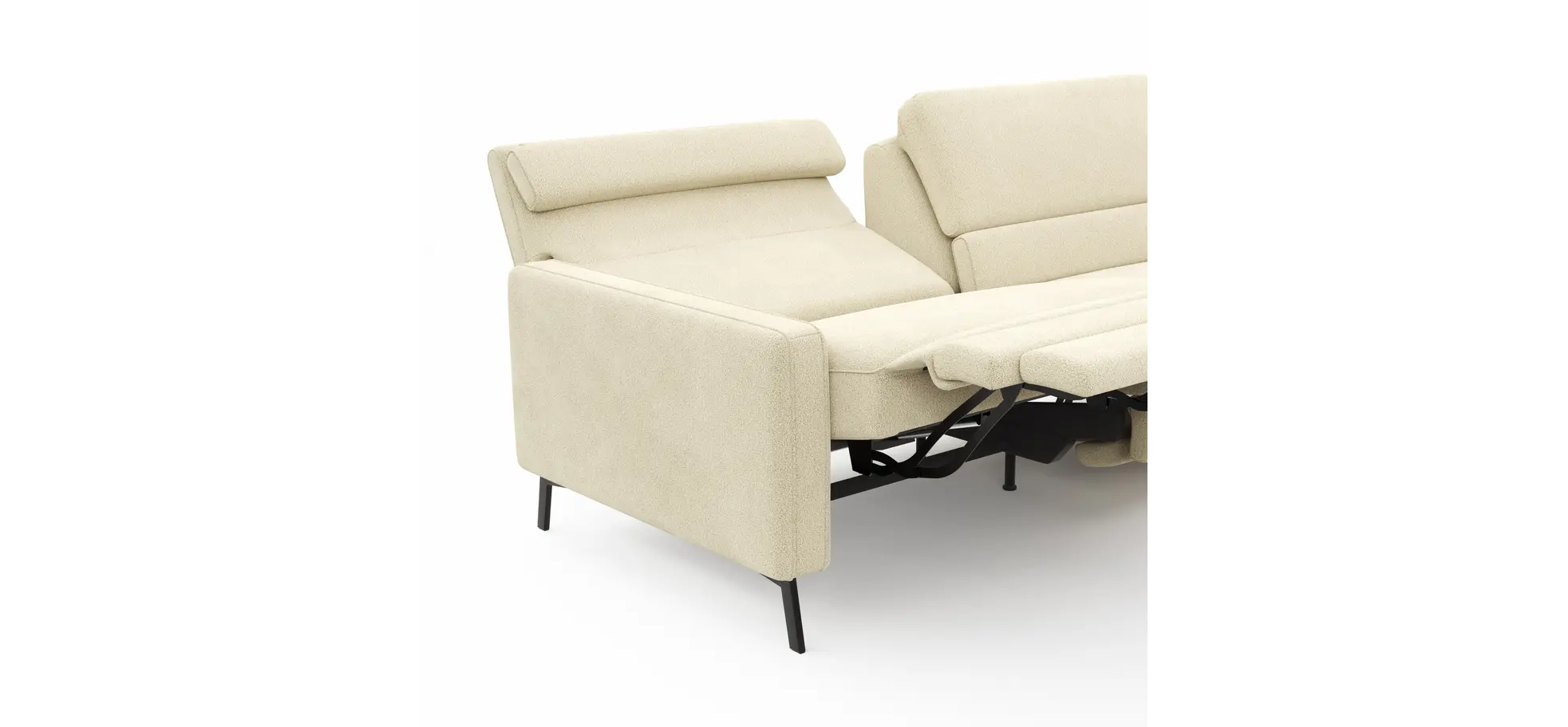 Ecksofa Valera - 3-Sitzer mit Ecke rechts inkl. Rückenlehne verstellbar und Relaxfunktion motorisch, Stoff, Natur