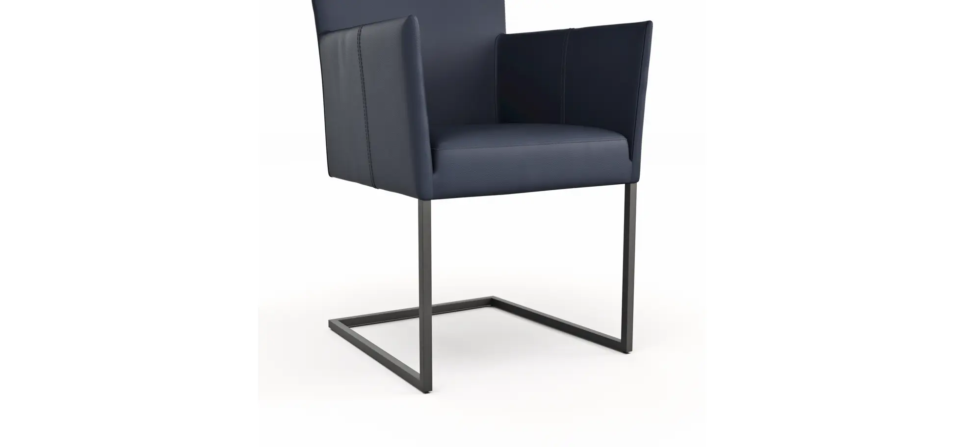 Freischwinger Penthouse - Leder, Dunkelblau, mit Armlehnen