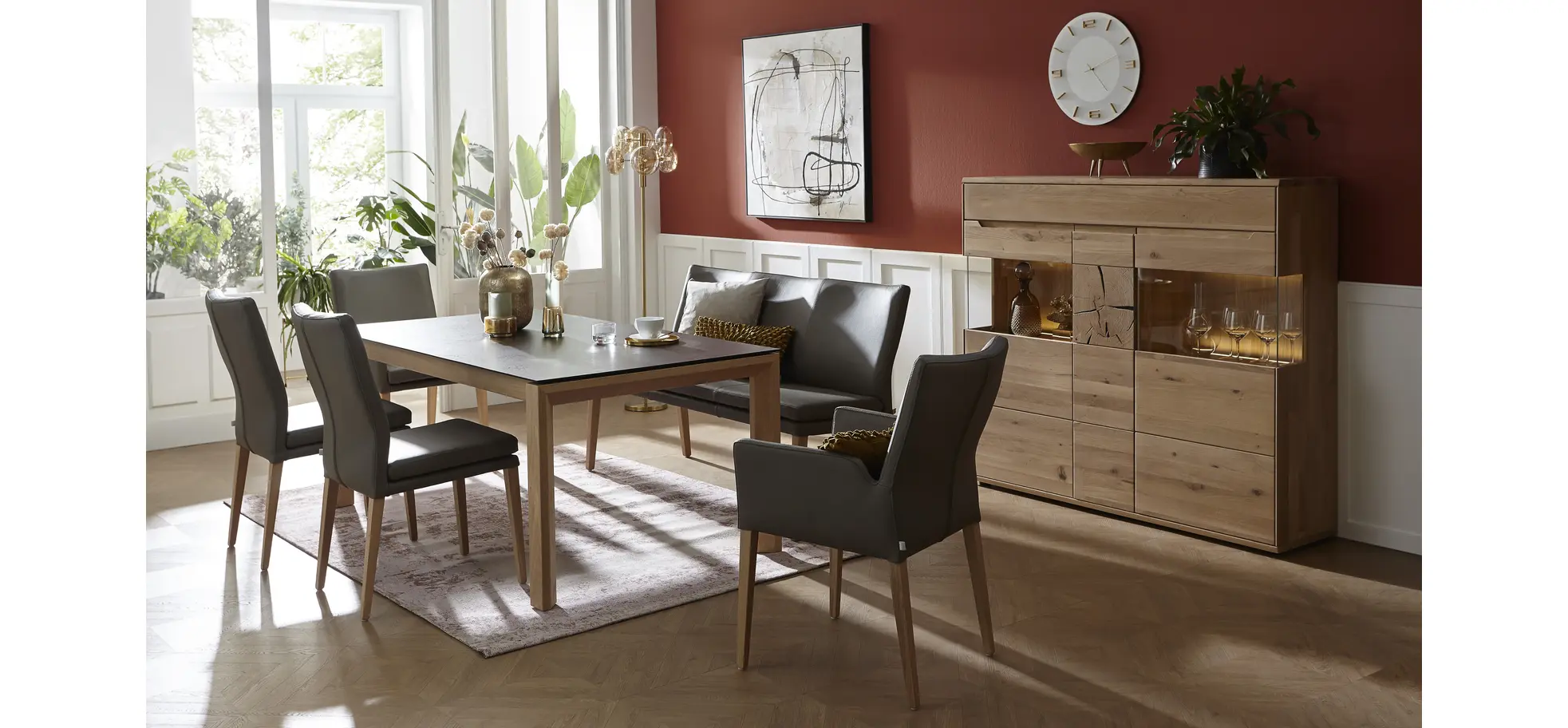 Armlehnstuhl Tuma - Leder, Graubraun