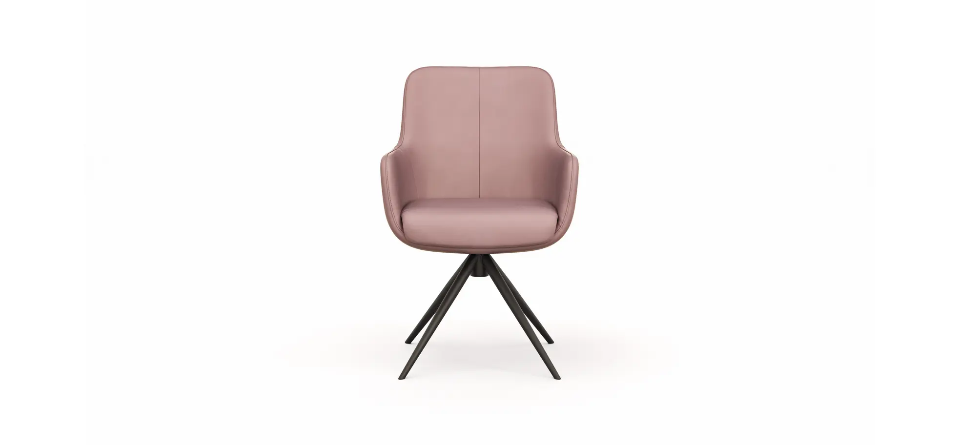 Armlehnstuhl Mis - Leder, Mauve, Gestell, Schwarz