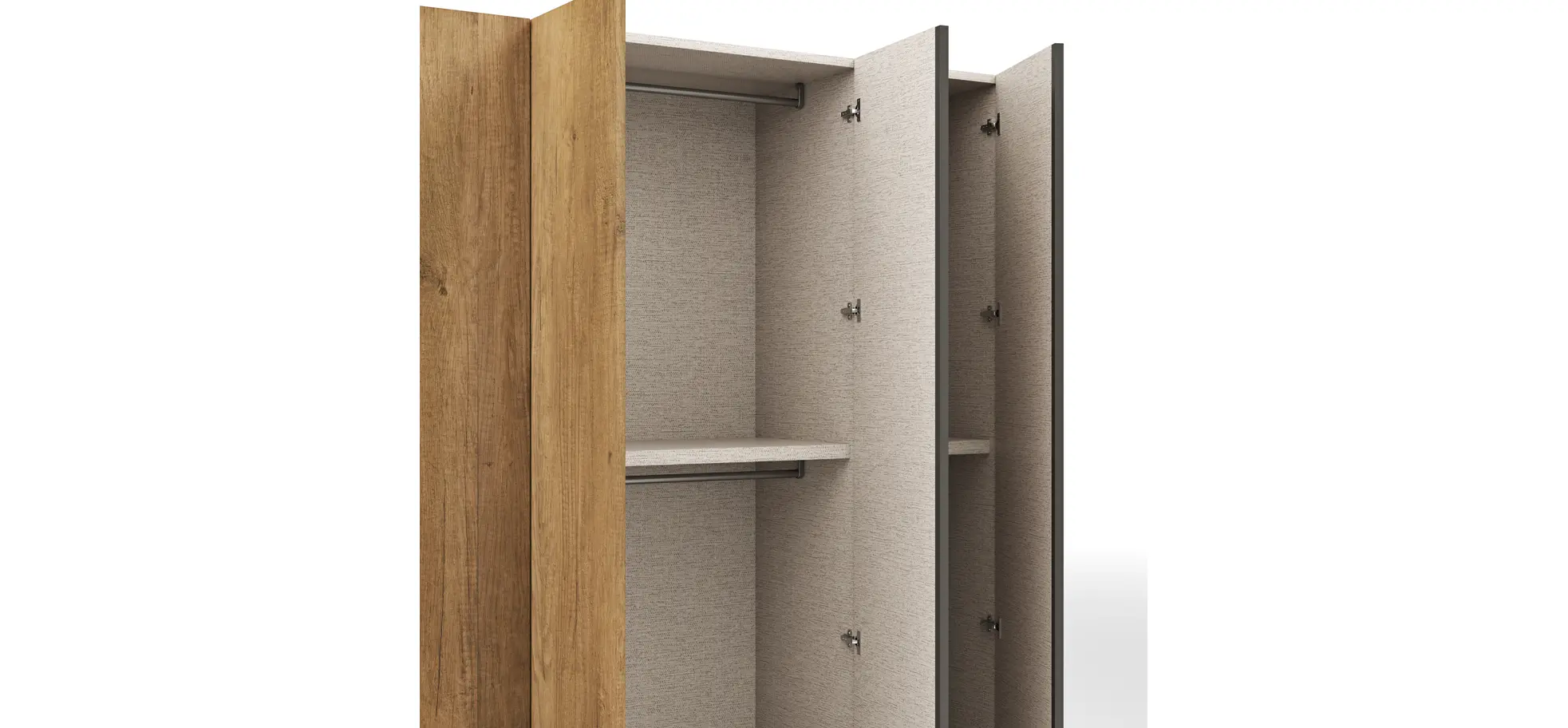 Drehtürenschrank Loretto - B ca. 254 cm, Melamin Astig hell