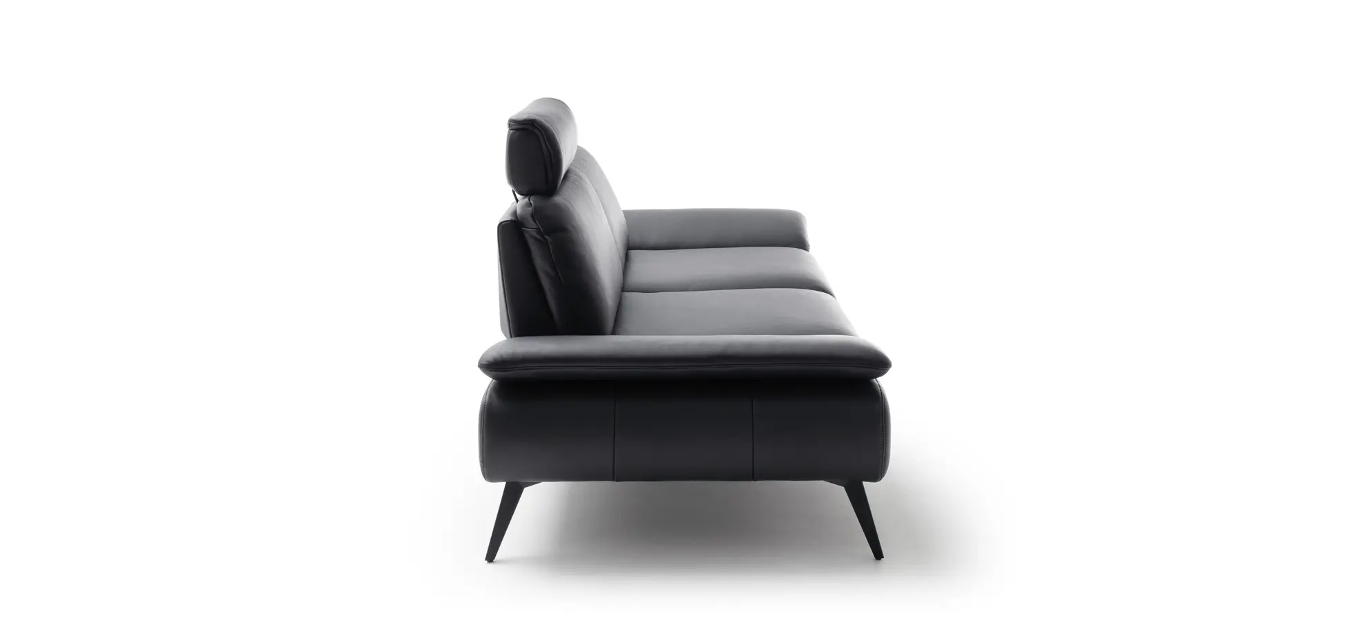 Sofa Collina - 2,5-Sitzer, Leder, Schwarz