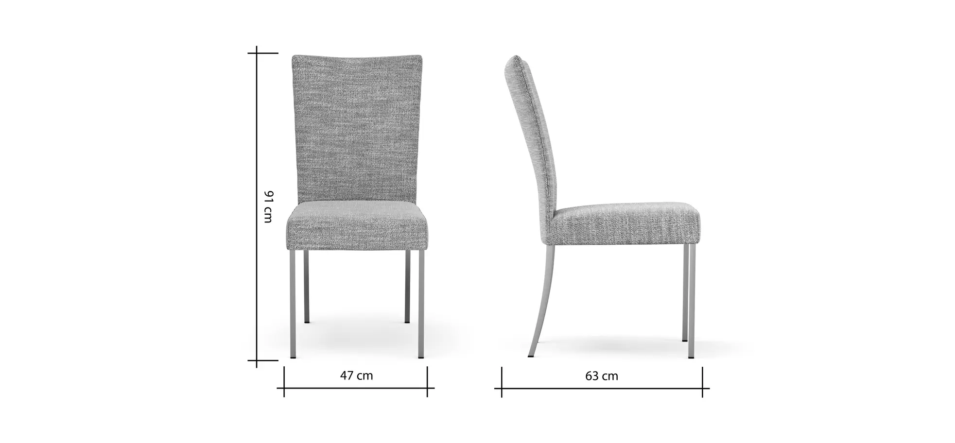 Stuhl Penthouse - Stoff, Silbergrau, 4 Fuß, Edelstahl