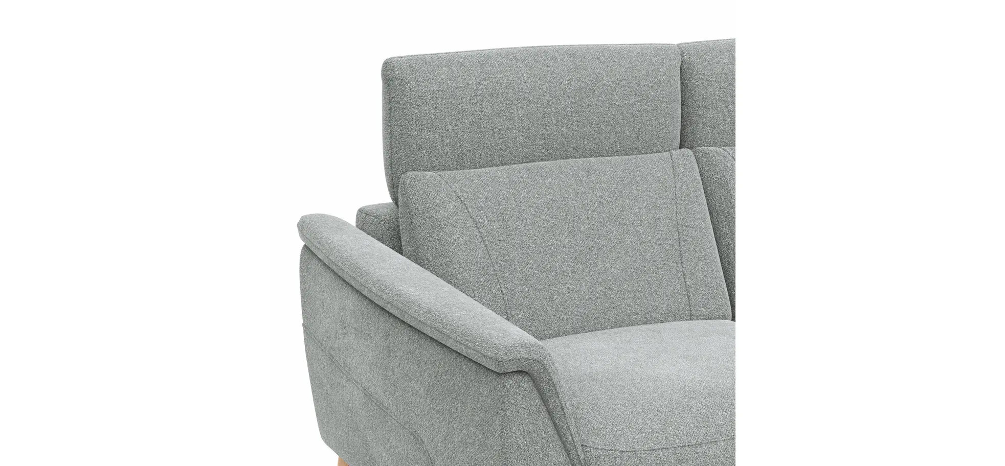Sofa Nevin - 2,5-Sitzer inkl. Sitzvorzug (motorisch) und Kopfpolsterverstellung, Stoff, Silbergrau