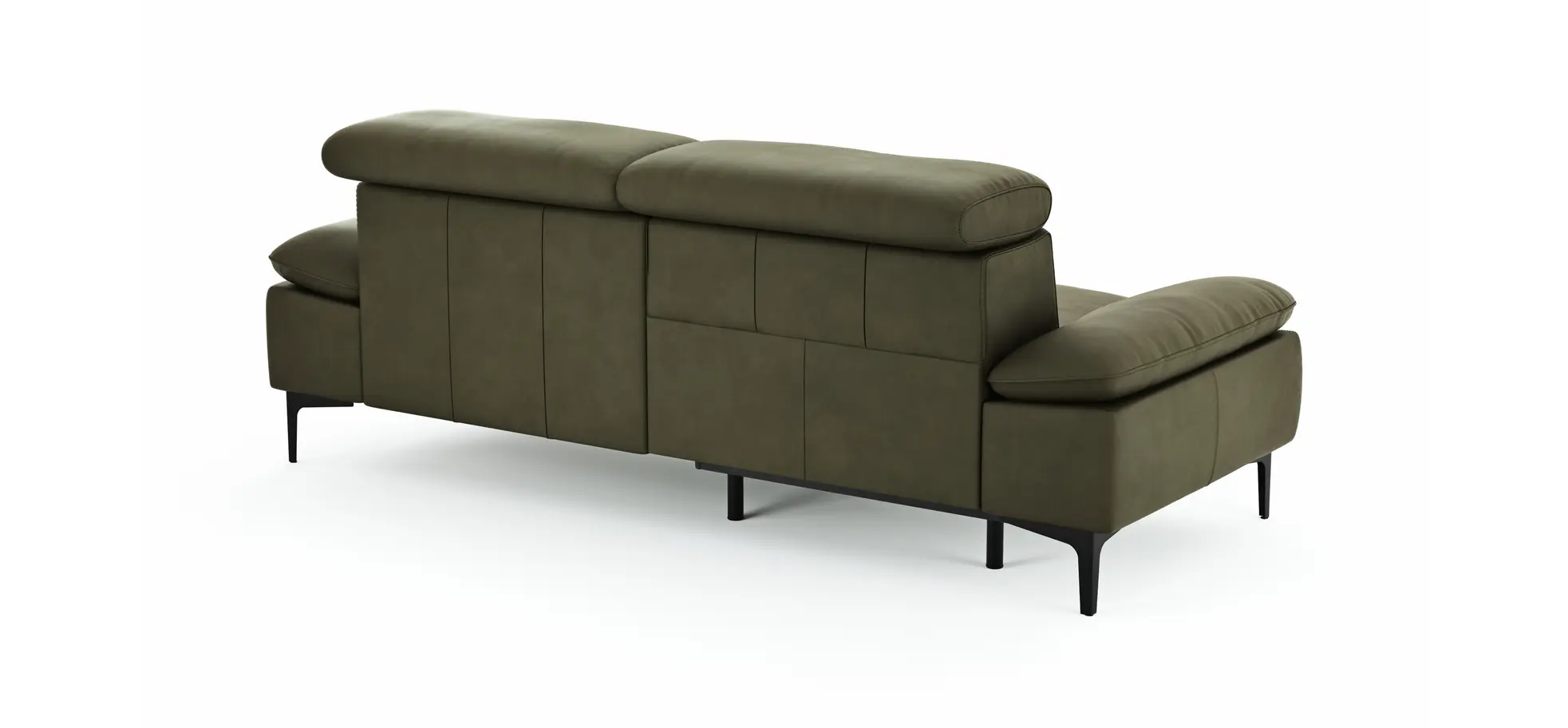 Sofa Felipa - 3-Sitzer inkl. Relaxfunktion (motorisch) und Kopfteil verstellbar, Leder, Olive