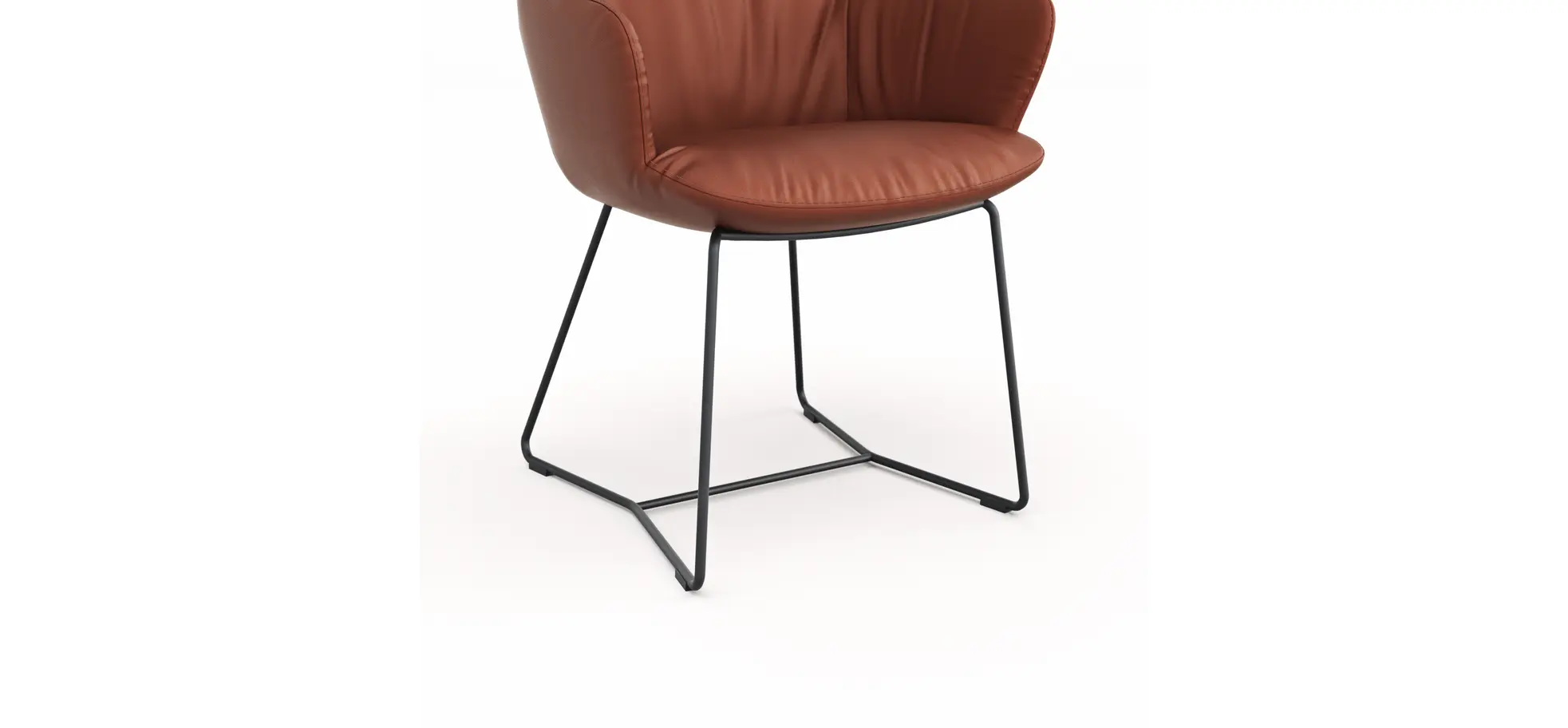 Armlehnstuhl Pegara - Leder, Rost, Kufe