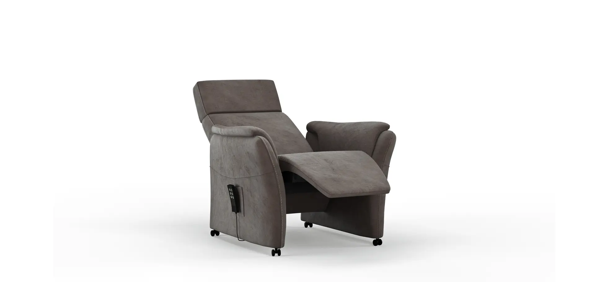 Relaxsessel Arima - Relaxfunktion (motorisch), Kopfteil verstellbar, Stoff, Dunkelbraun