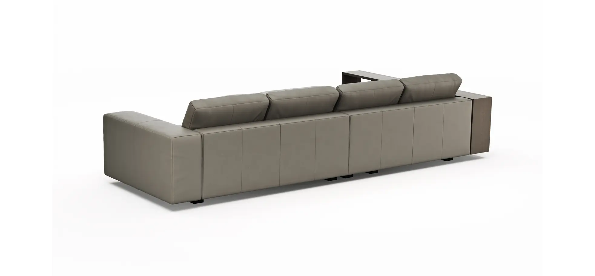 Ecksofa Aprino 1 - Longchair links mit 2,5-Sitzer, Leder, Grau