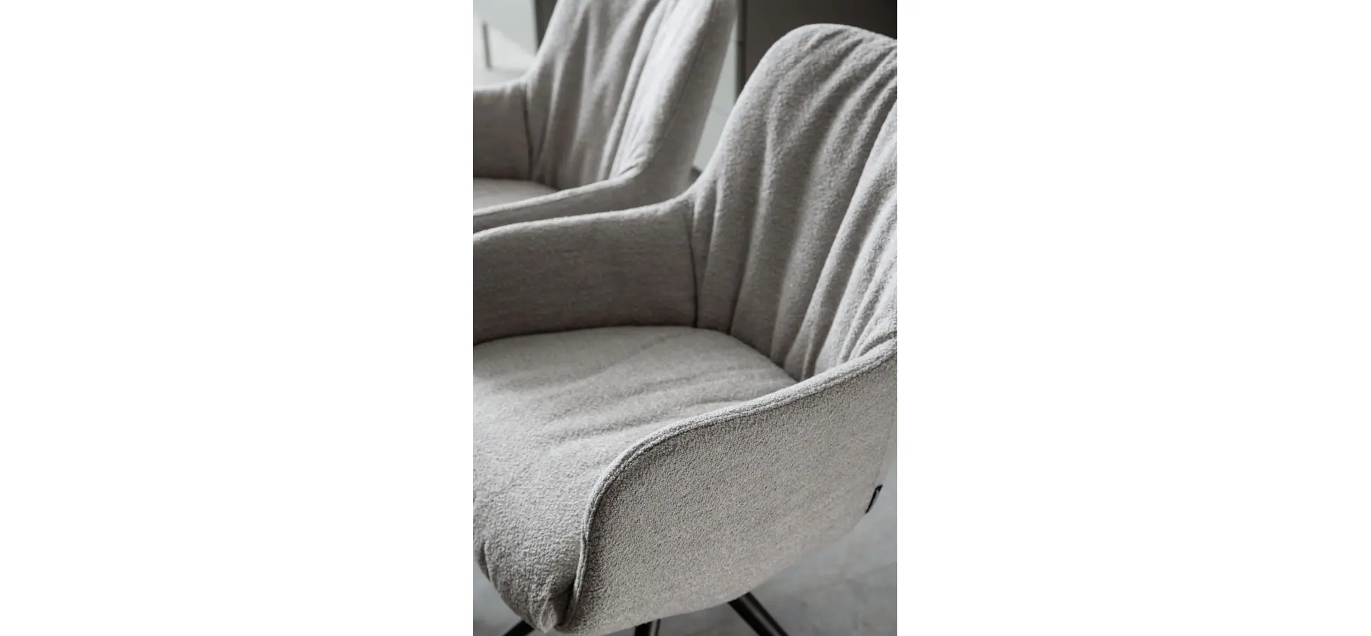 Armlehnstuhl Mis Legere - Boucle, Grau, Stativ, Anthrazit