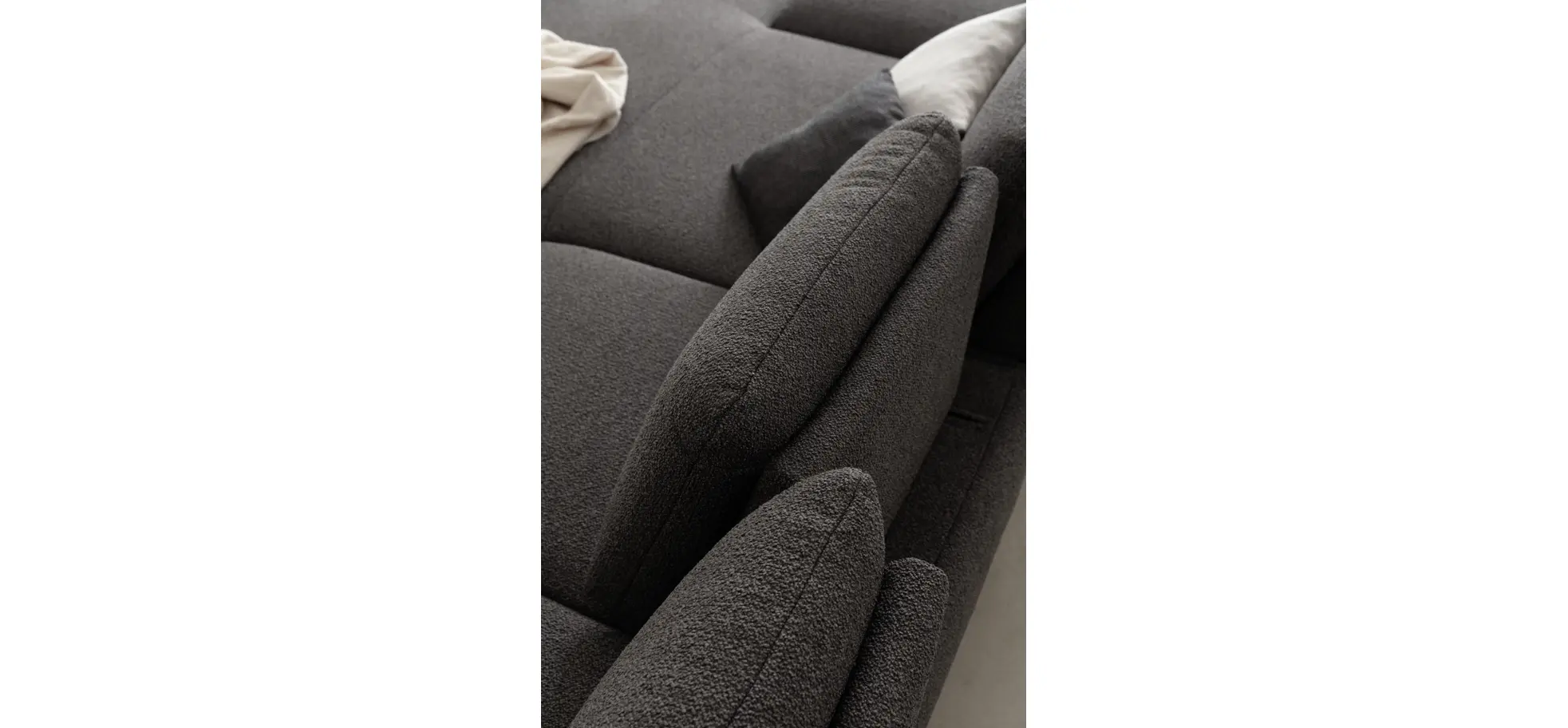 Ecksofa Collina - Longchair links, 2,5-Sitzer inkl. Sitztiefen- u. Armlehehnenverstellung, Stoff, Dunkelgrau