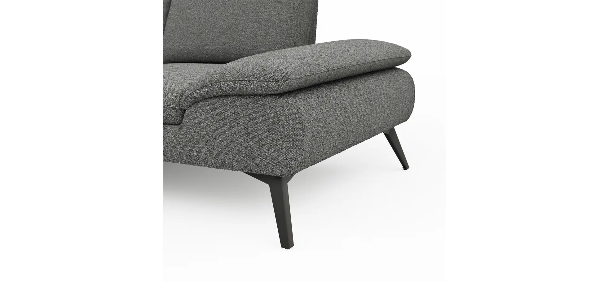 Ecksofa Collina - Longchair links, 2,5-Sitzer inkl. Sitztiefen- u. Armlehehnenverstellung, Stoff, Dunkelgrau