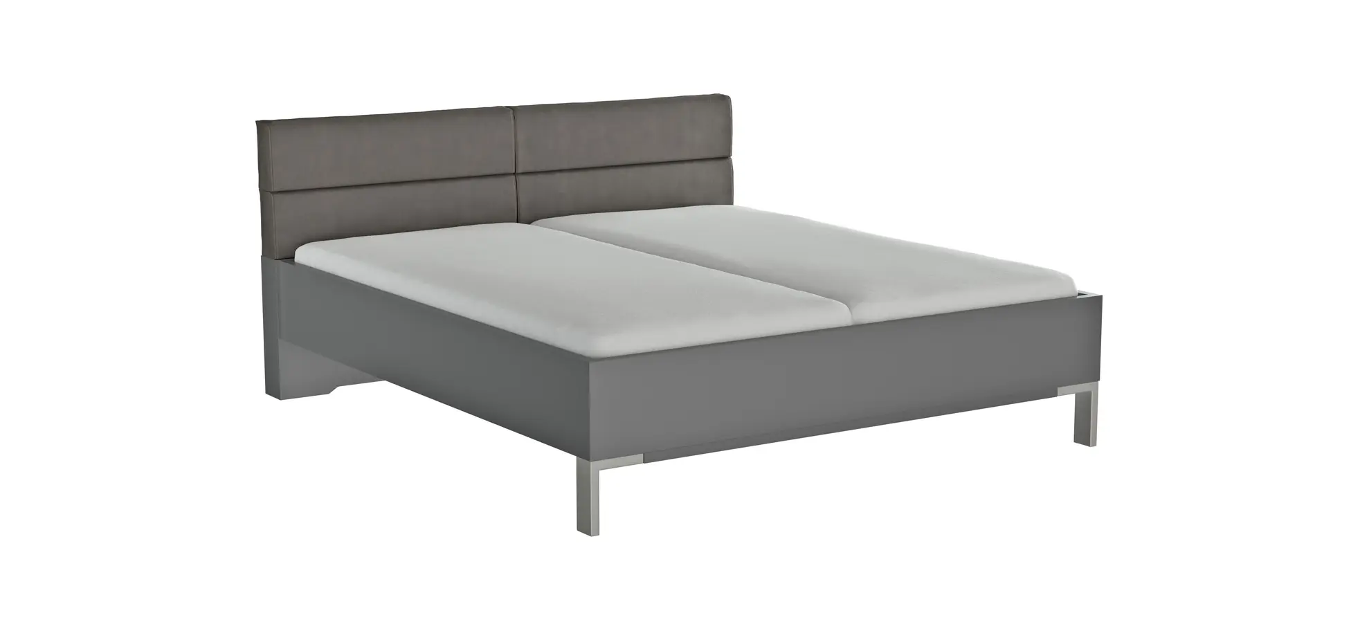Bett Viana - Liegefläche ca. 180x200 cm, Holzwerkstoff Dunkelgrau, Kunstleder Anthrazit 103268