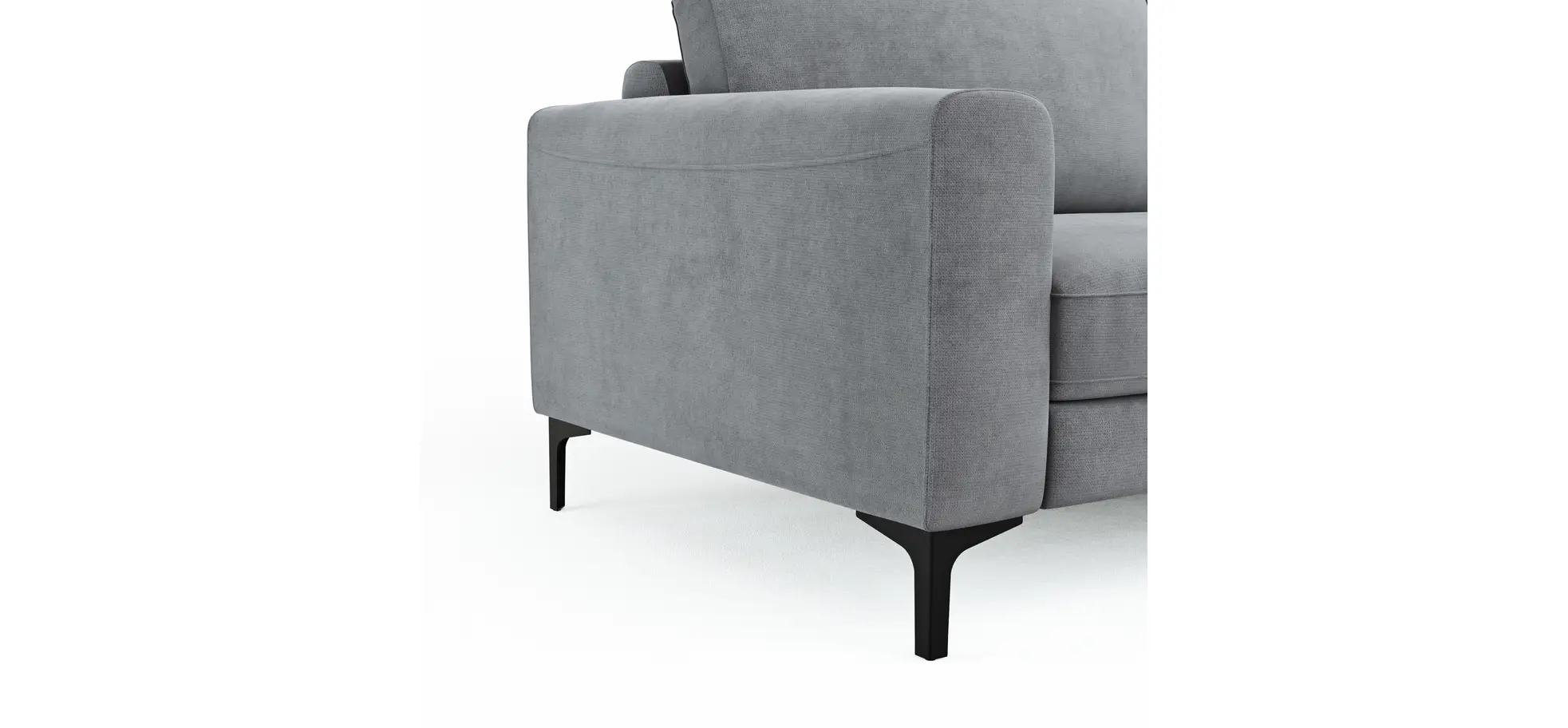 Ecksofa Oviedo - 1,5-Sitzer mit Longchair rechts, Stoff, Grau