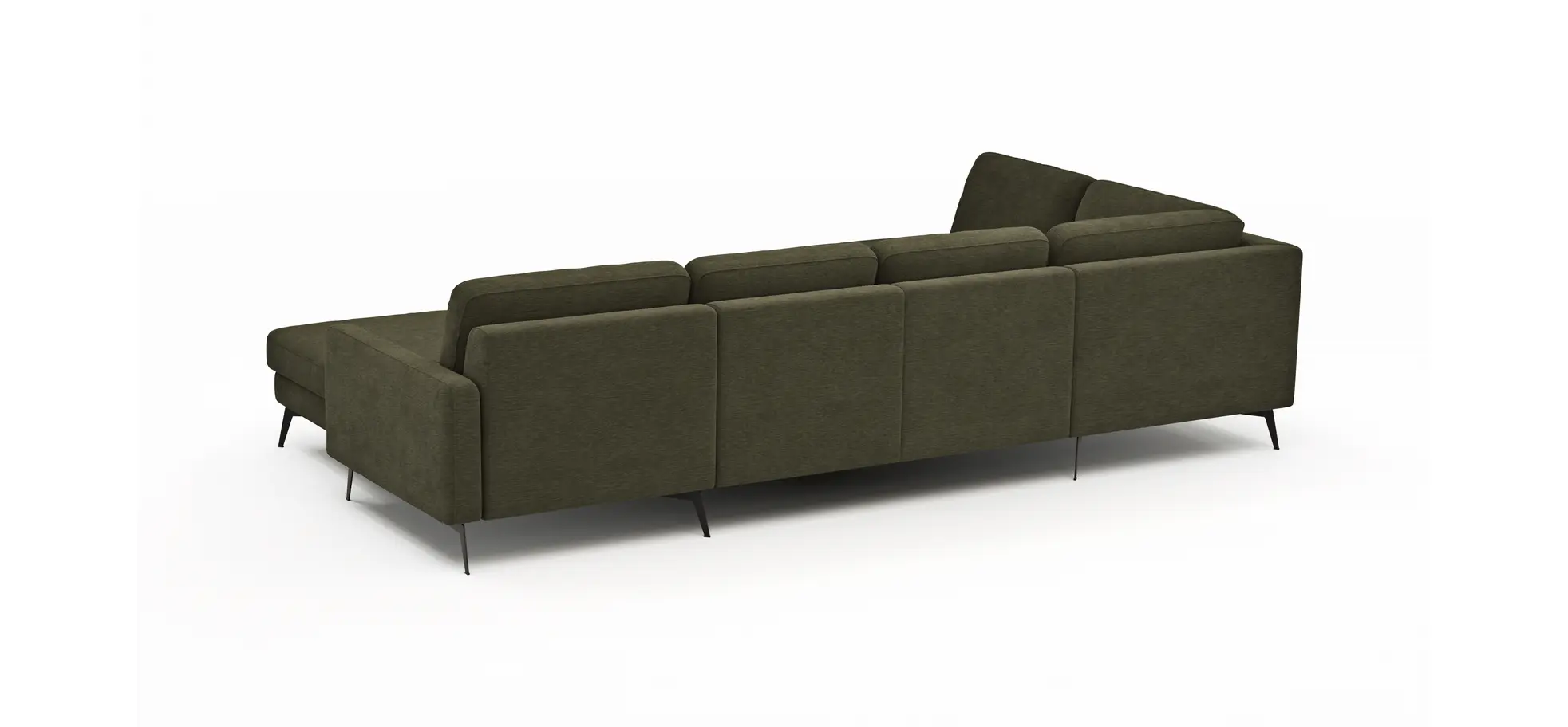 Wohnlandschaft Enna - Ecke links, 2,5-Sitzer, Longchair rechts, Stoff,  Olive