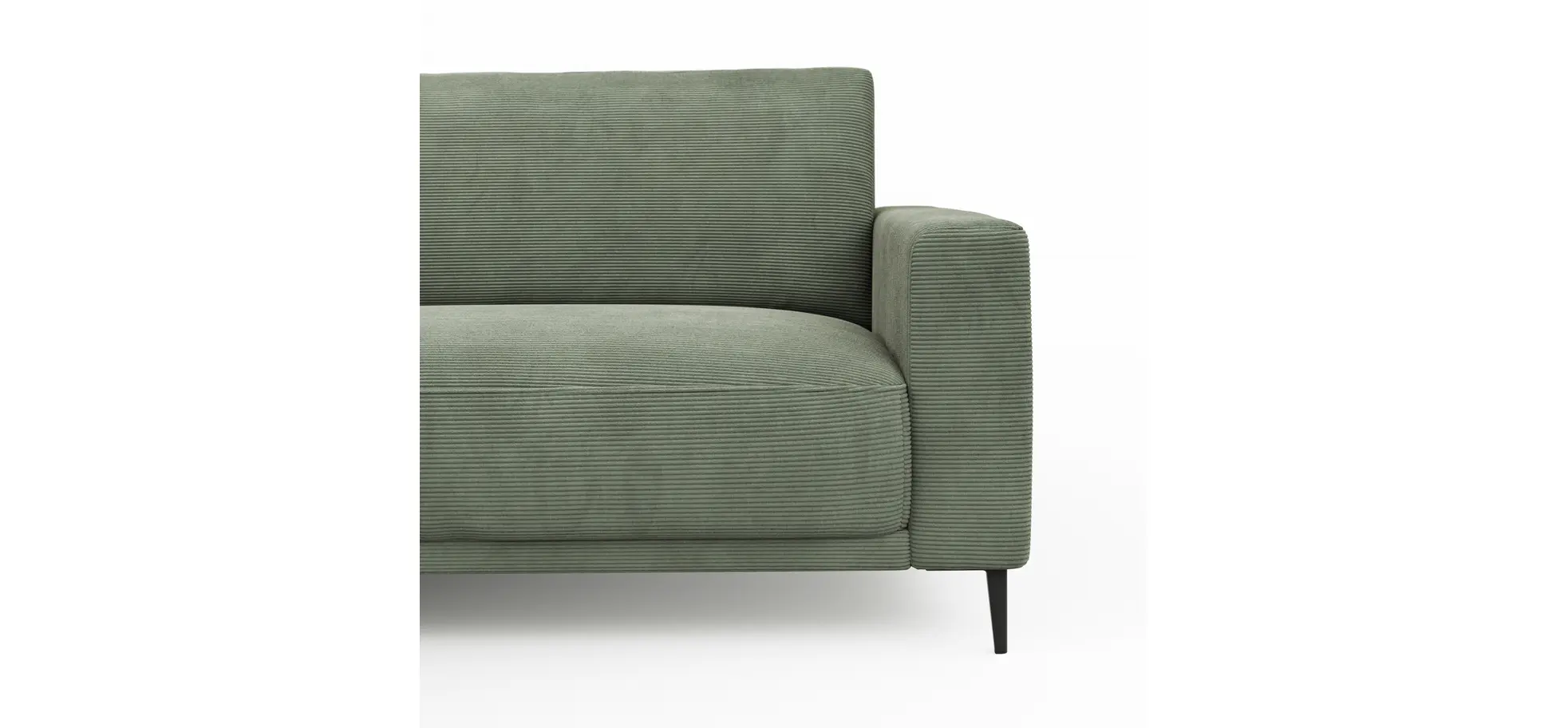 Ecksofa Solero - Longchair groß mit 1,5-Sitzer rechts, Stoff, Olivgrün