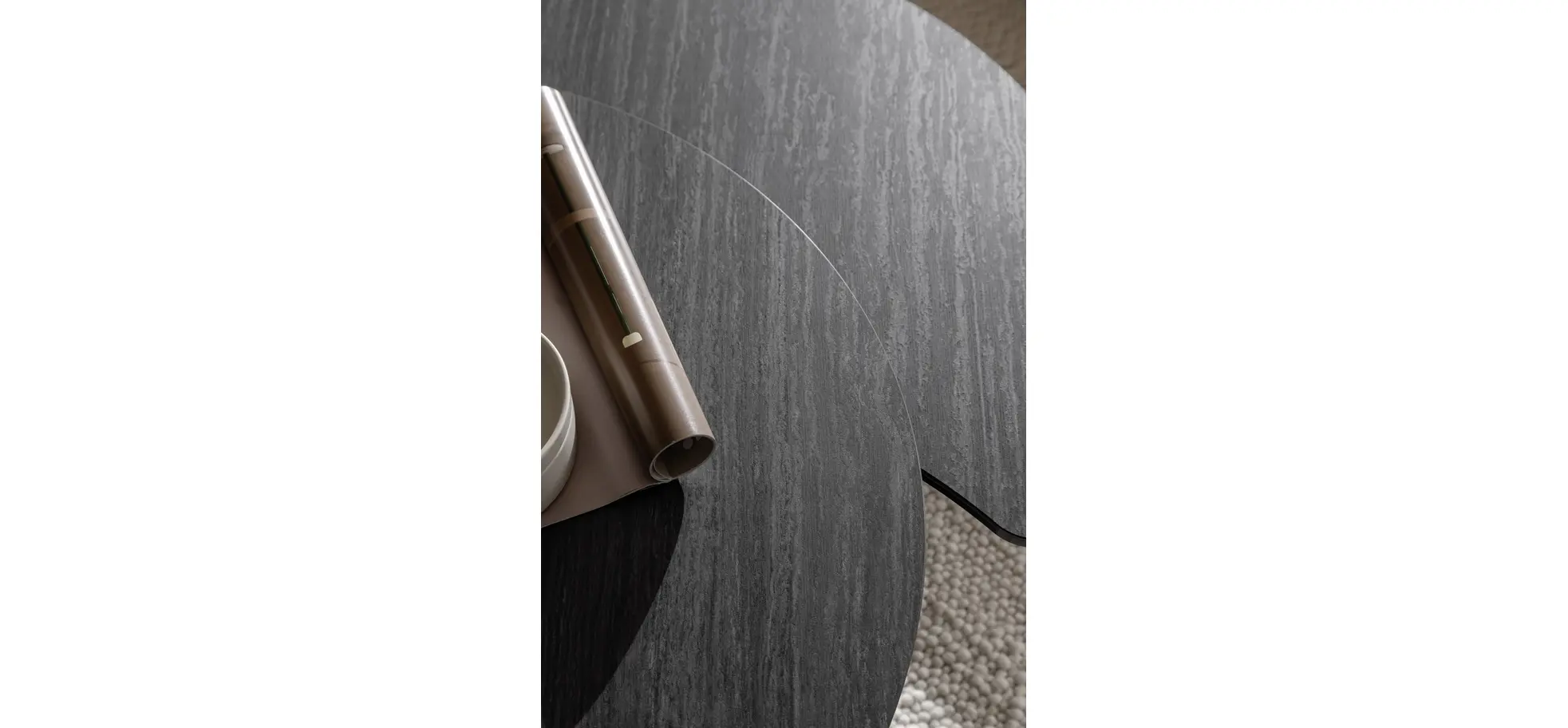 Couchtisch Spessa - LB ca. 128x80 cm, drehbar, Keramik, Anthrazit