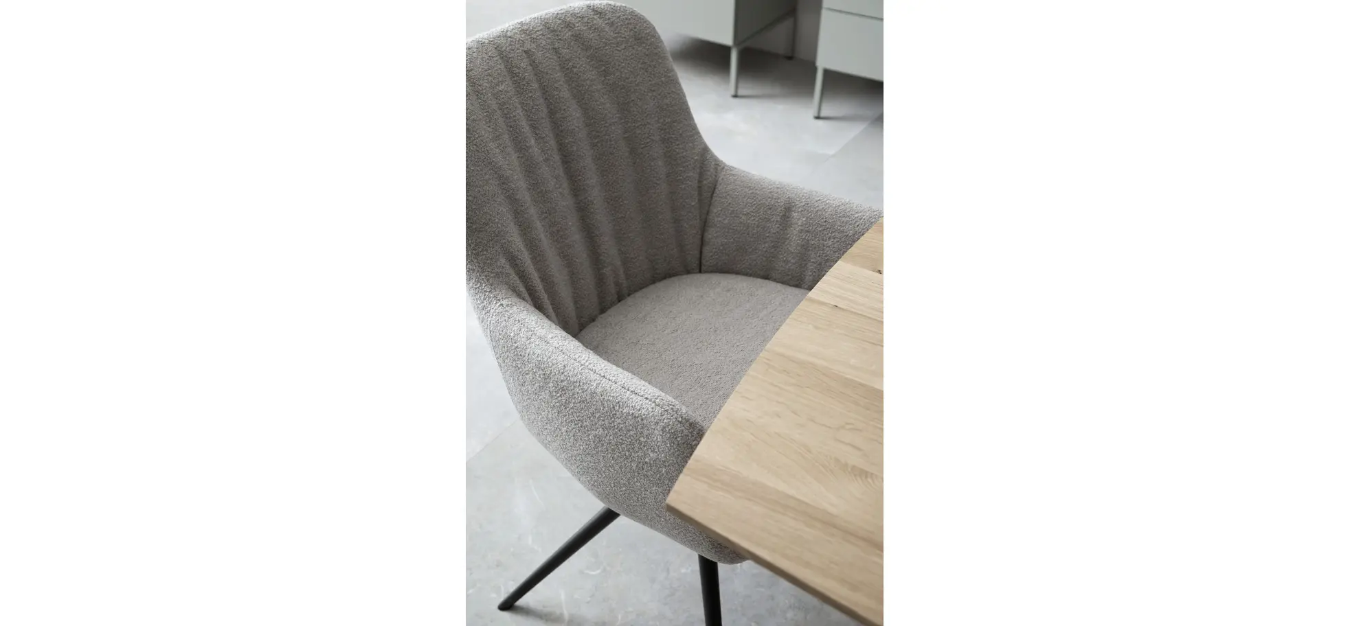 Armlehnstuhl Mis Legere - Boucle, Grau, Stativ, Anthrazit