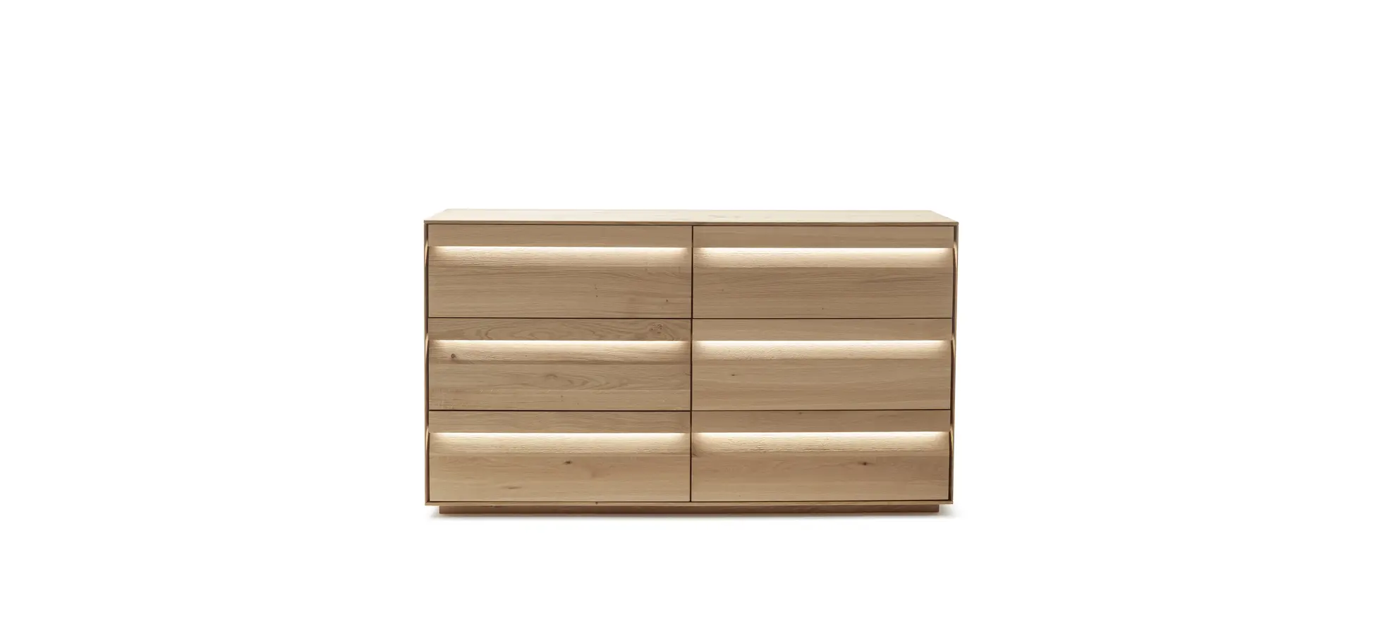 Sideboard Due Viso - inkl. Beleuchtung, BHT ca. 183x103x45 cm, Wildeiche Roheffekt, geölt