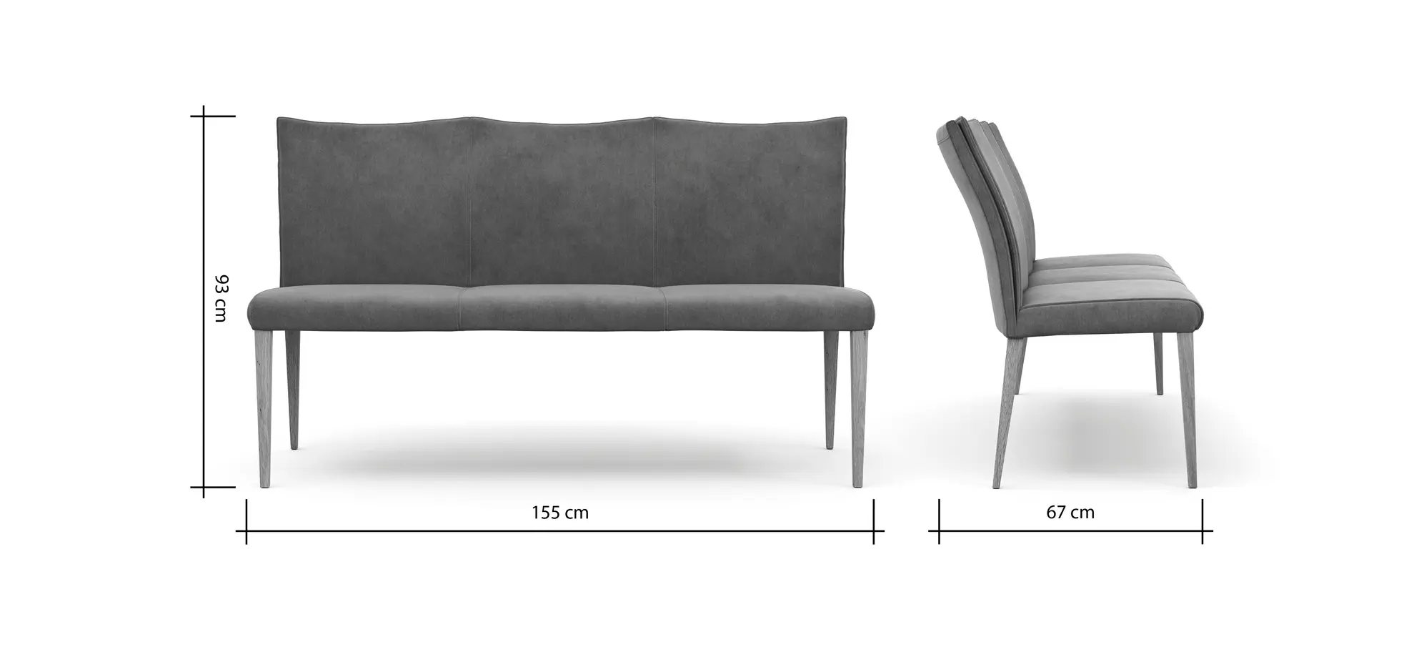 Polsterbank Florea - Breite ca. 155 cm, Stoff, Dunkelbraun