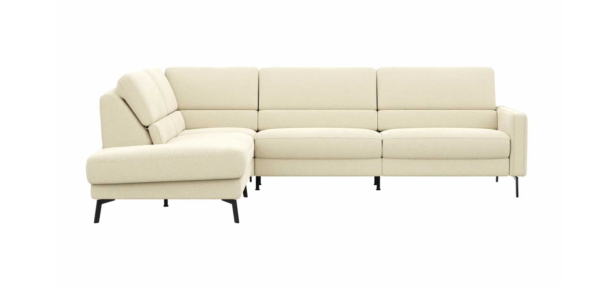 Ecksofa Valera - Ecke mit 3-Sitzer rechts inkl. Rückenlehne verstellbar, Stoff, Natur 202579
